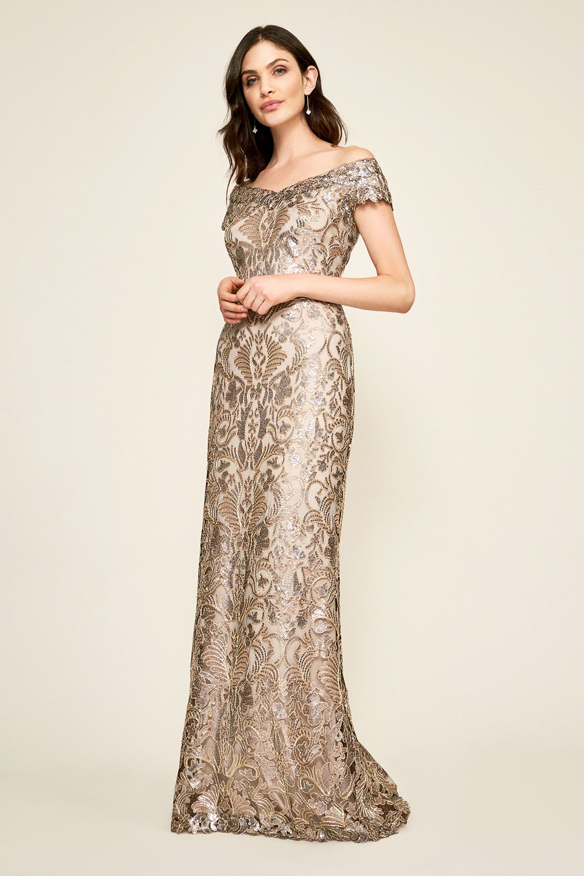 Tadashi shoji hot sale gold gown
