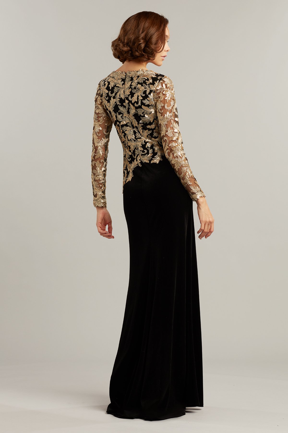 Sarai Embroidered Velvet Gown | Tadashi Shoji