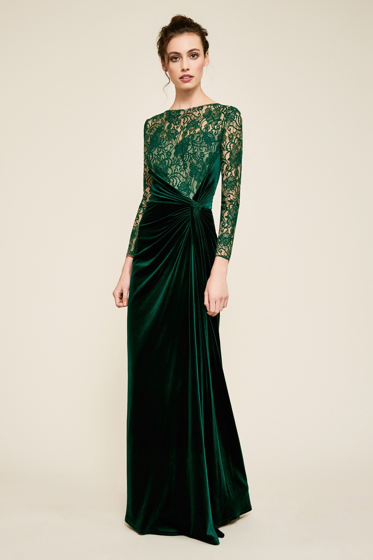 Tatis Long-Sleeve Velvet Gown | Tadashi Shoji