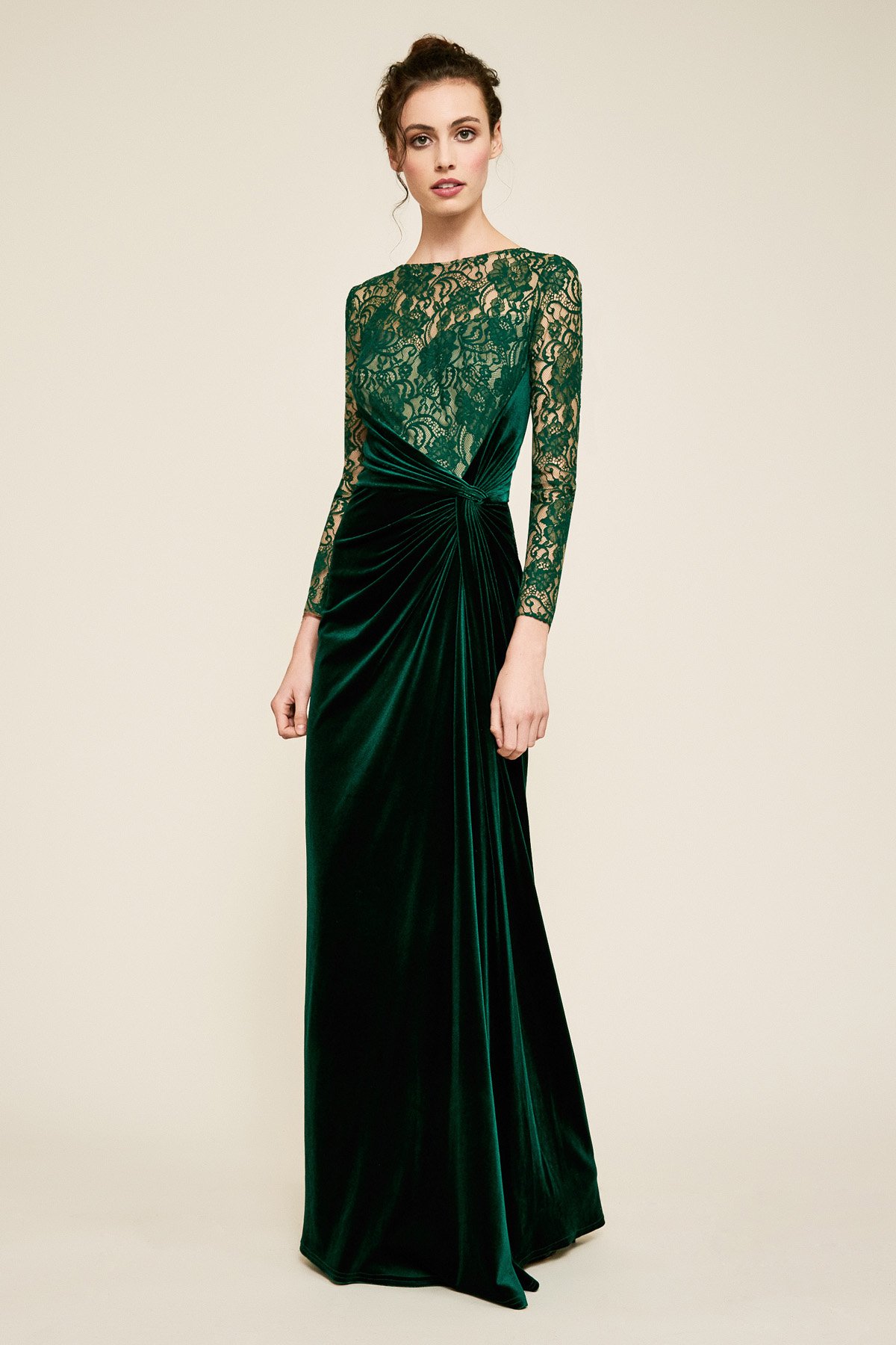 Tatis Long-Sleeve Velvet Gown | Tadashi ...