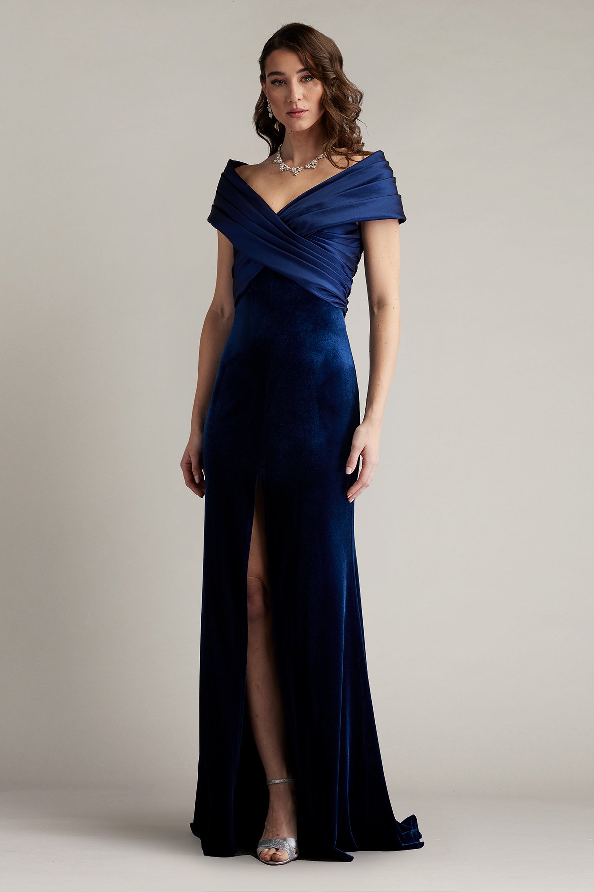 【Tadashi Shoji】Seraphine Pleated Portrait Collar Seraphine Pleated Portrait Collar Gown | Tadashi Shoji Bridal