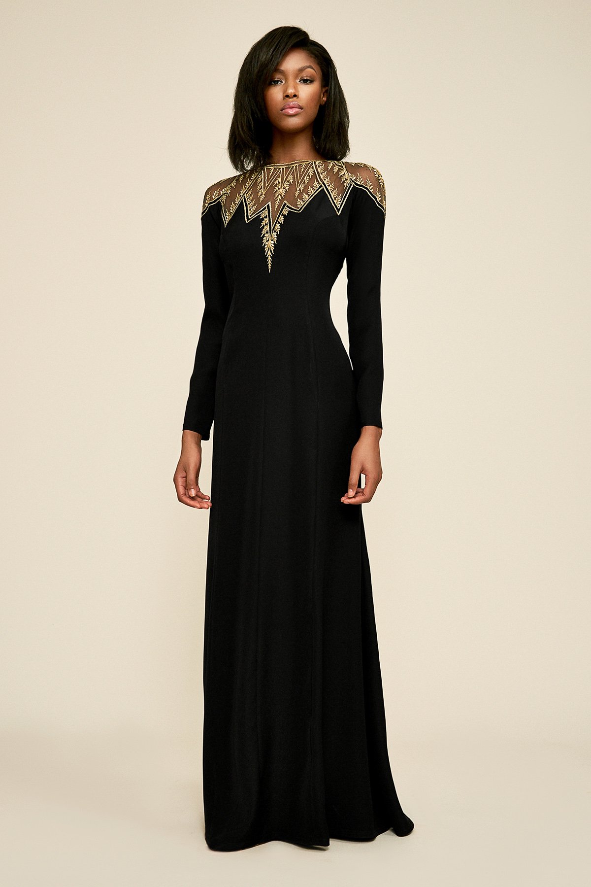 Stone Metallic Embroidery Gown | Tadashi Shoji