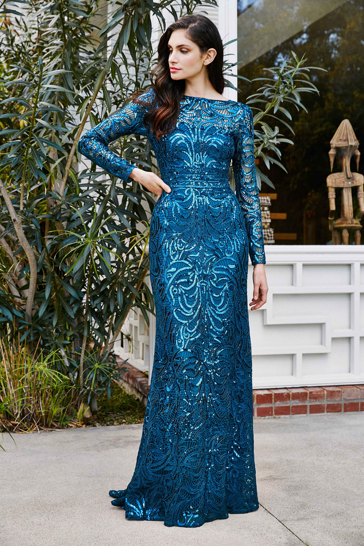 Fabia Long Sleeve Sequin Gown Tadashi Shoji Bridal
