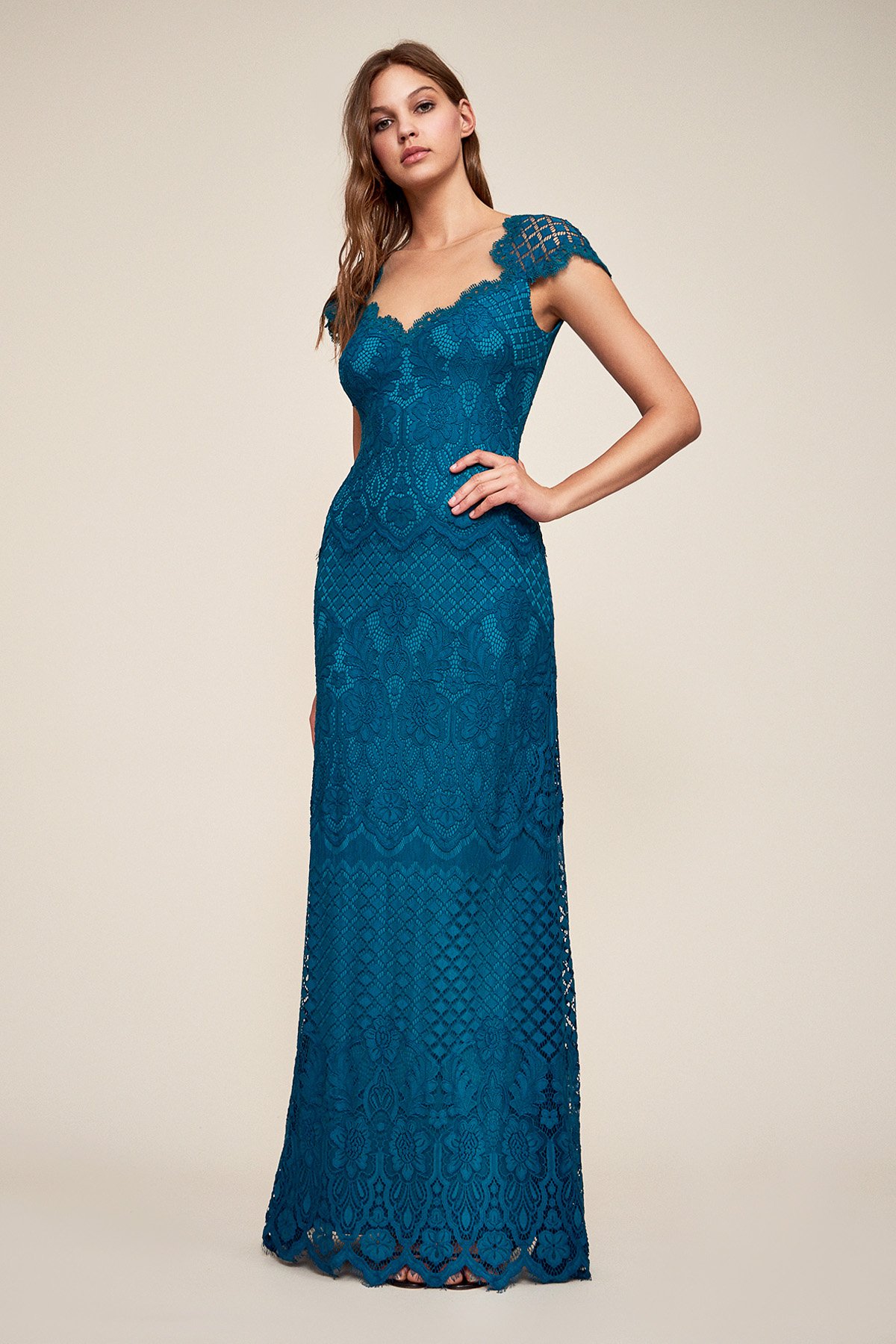 Tadashi shoji lace sweetheart neck gown sales