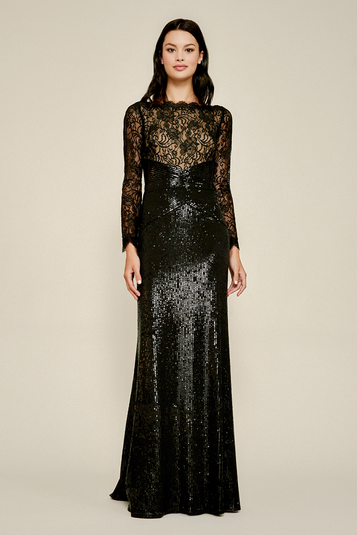 Women's Long Deep V Long Sleeved Embroidered Sequined Slit Dress Women's  Formal Dress Black S - Walmart.com