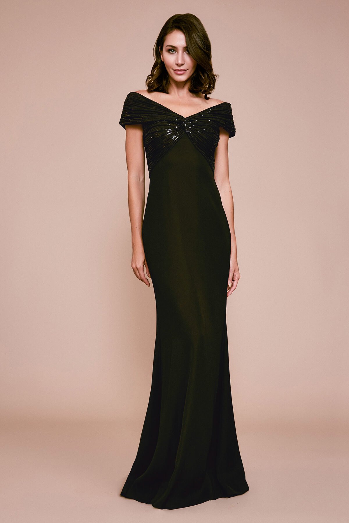 Bratan Off The Shoulder Sequin Gown Tadashi Shoji