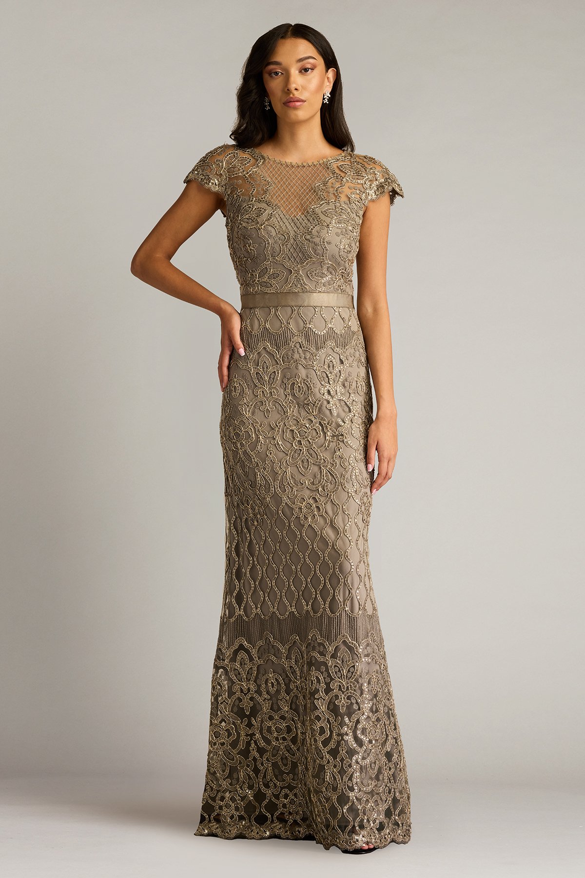 TADASHI Miranda Sequin Embroidered Gown | Tadashi Shoji
