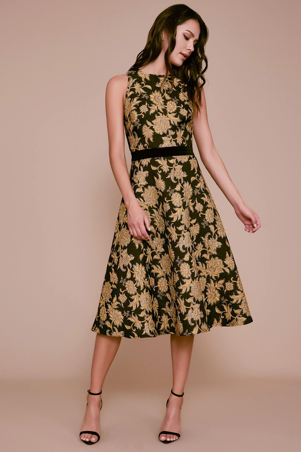 Black and gold cheap knee length dress