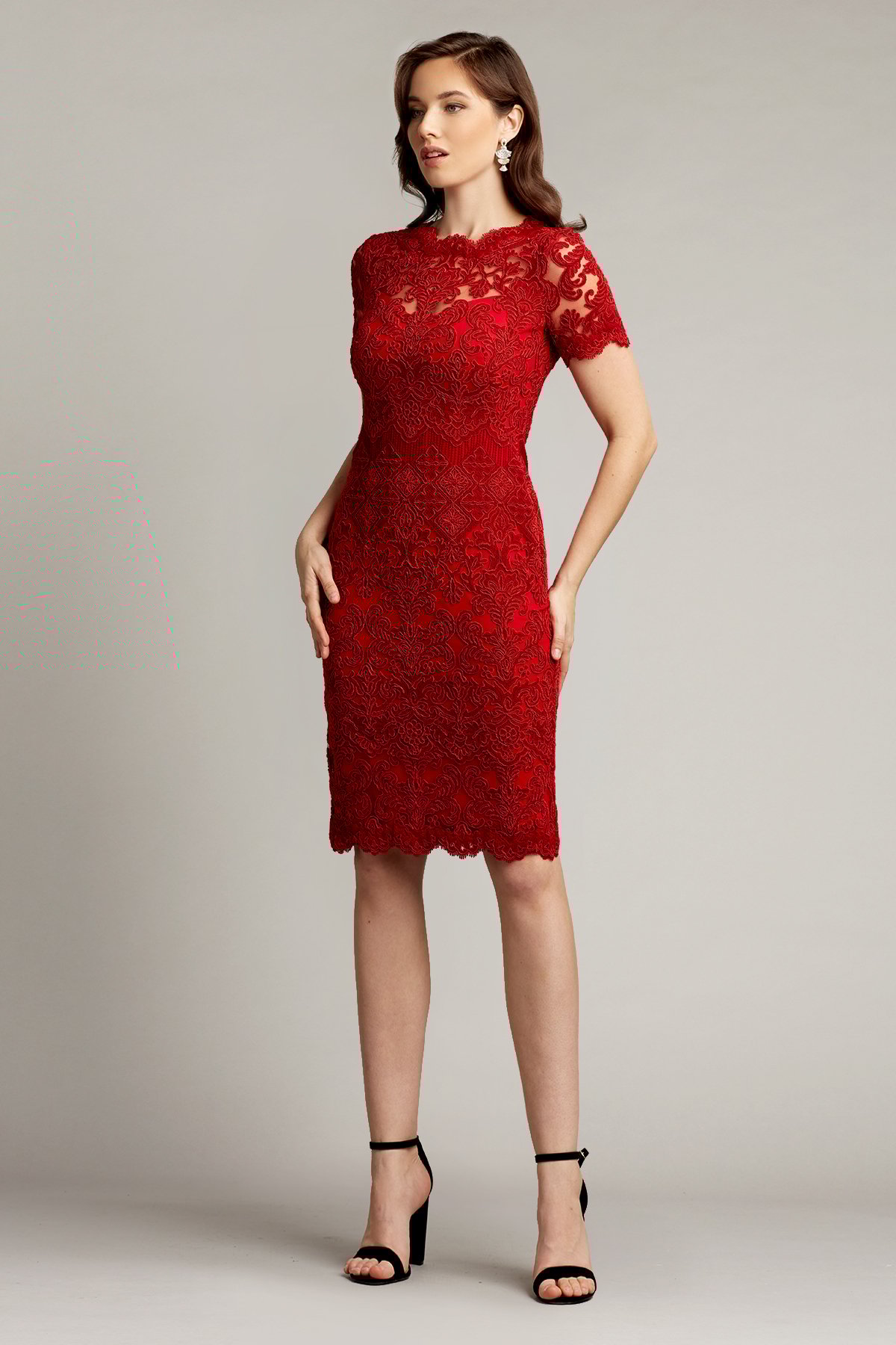 Tadashi shoji hotsell red lace dress