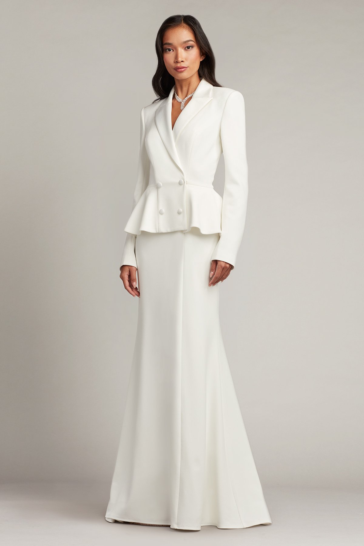 Gilles Peplum Tuxedo Bridal Gown IVORY 2