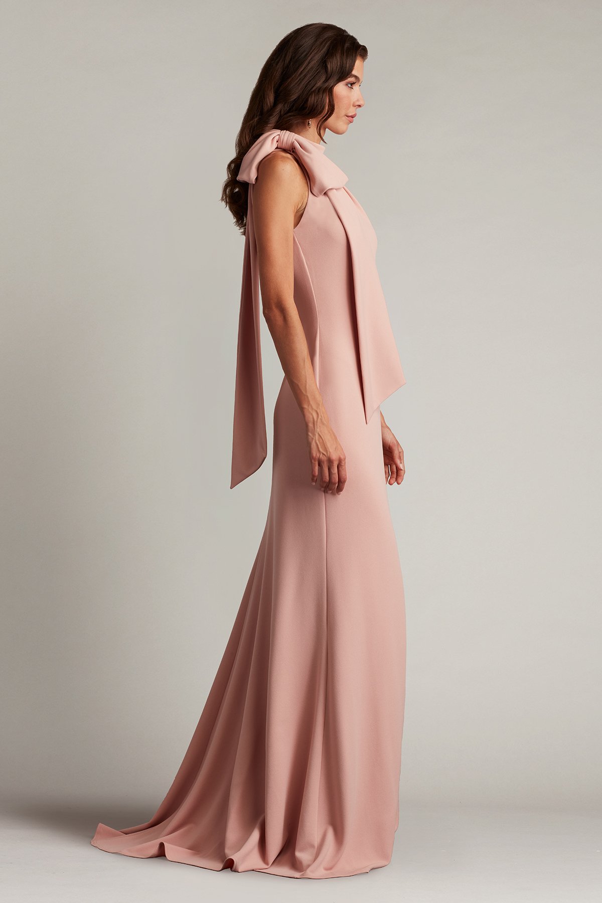 Sims Shoulder Bow Halter Gown PA/PK | Tadashi Shoji