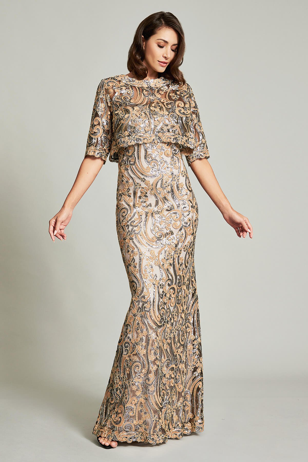Emica Crop Overlay Gown Tadashi Shoji