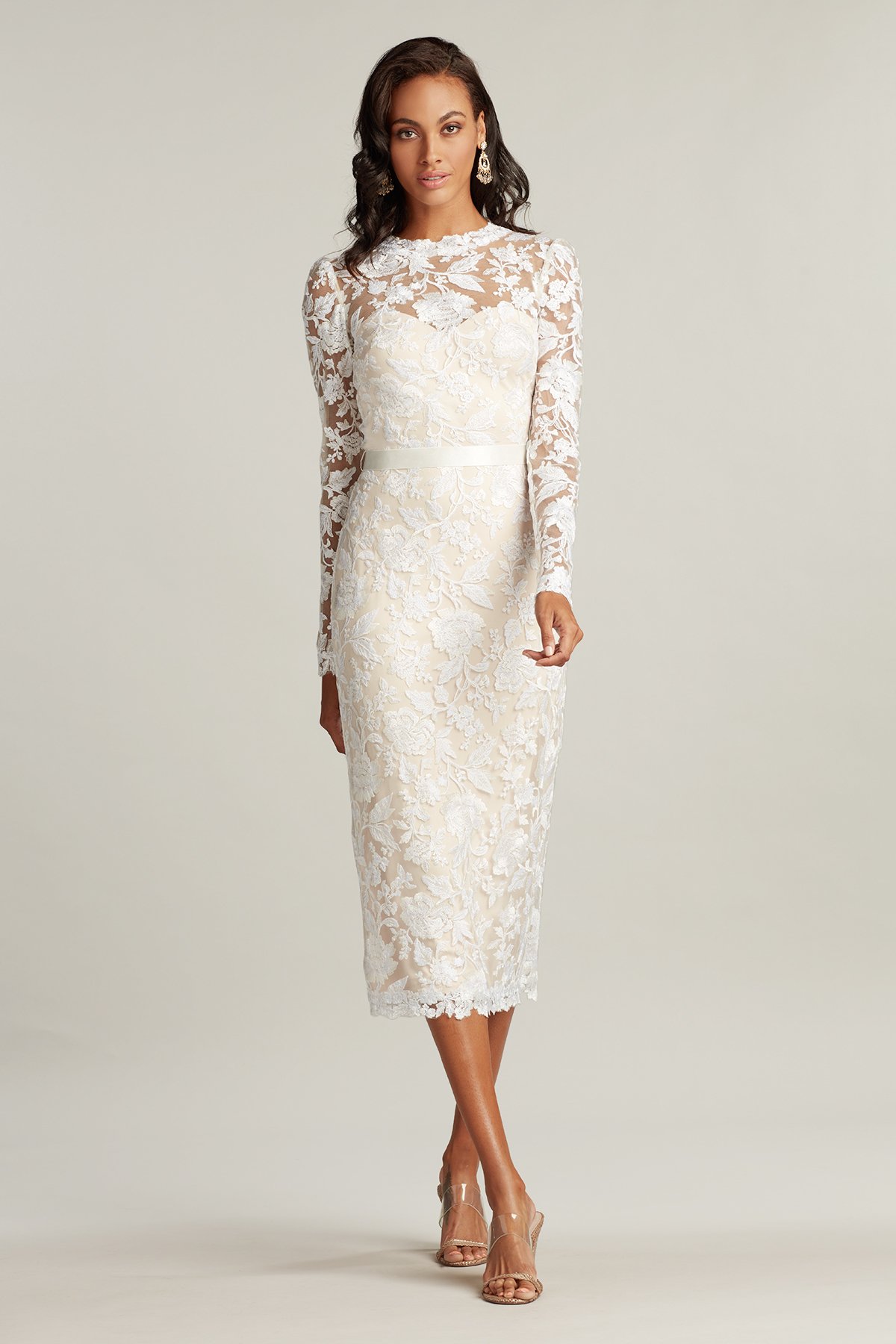 ★セール♪★TADASHI SHOJI RACHELLE刺繍チュールミディドレス★ Rachelle Embroidered Tulle Midi Dress-IVPTL
