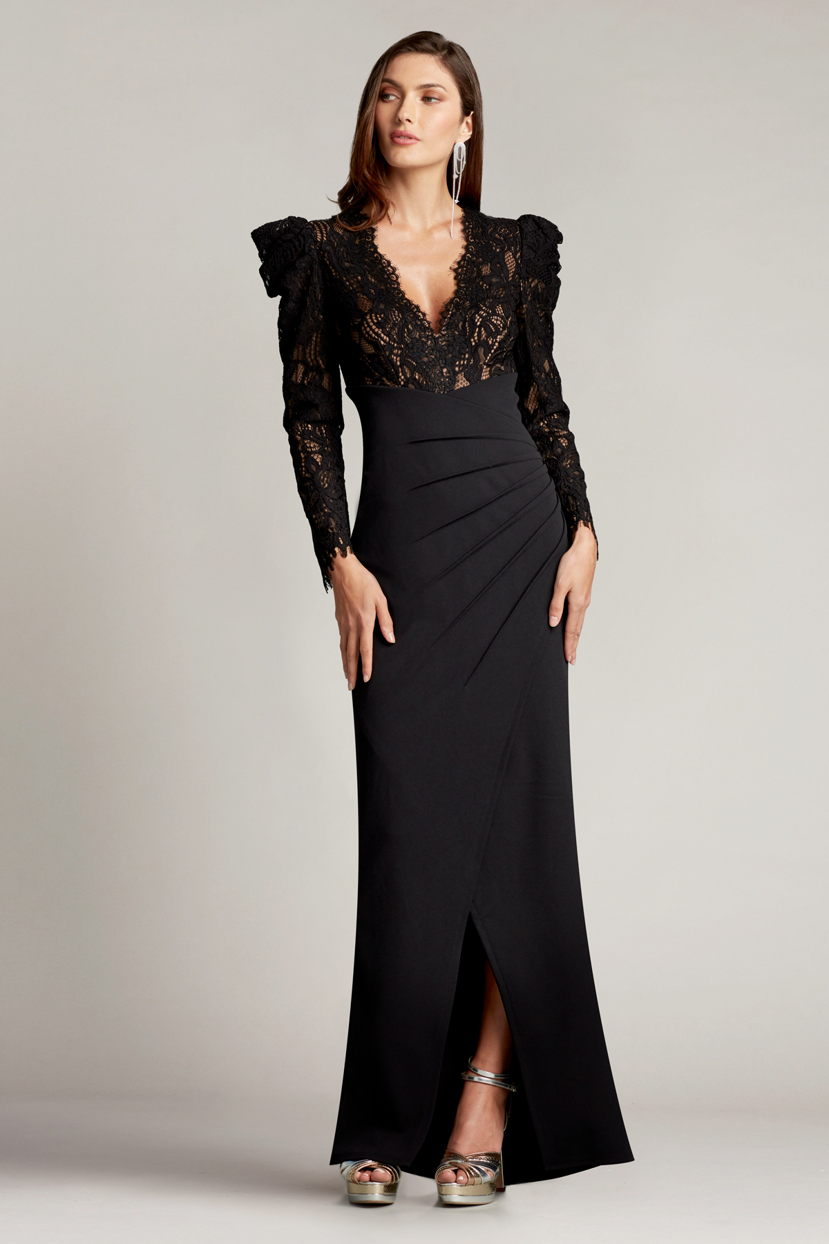 Tadashi shoji black lace gown best sale