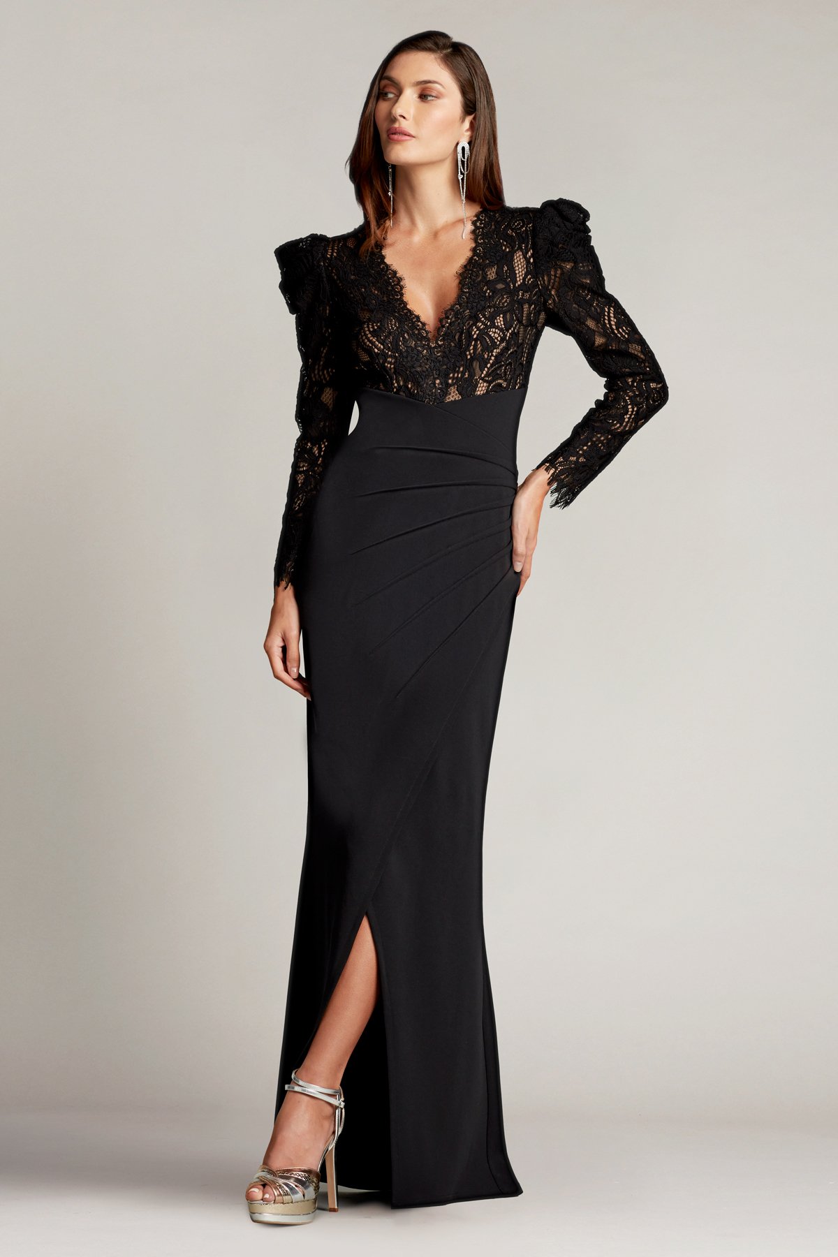 Tadashi shoji black lace gown best sale