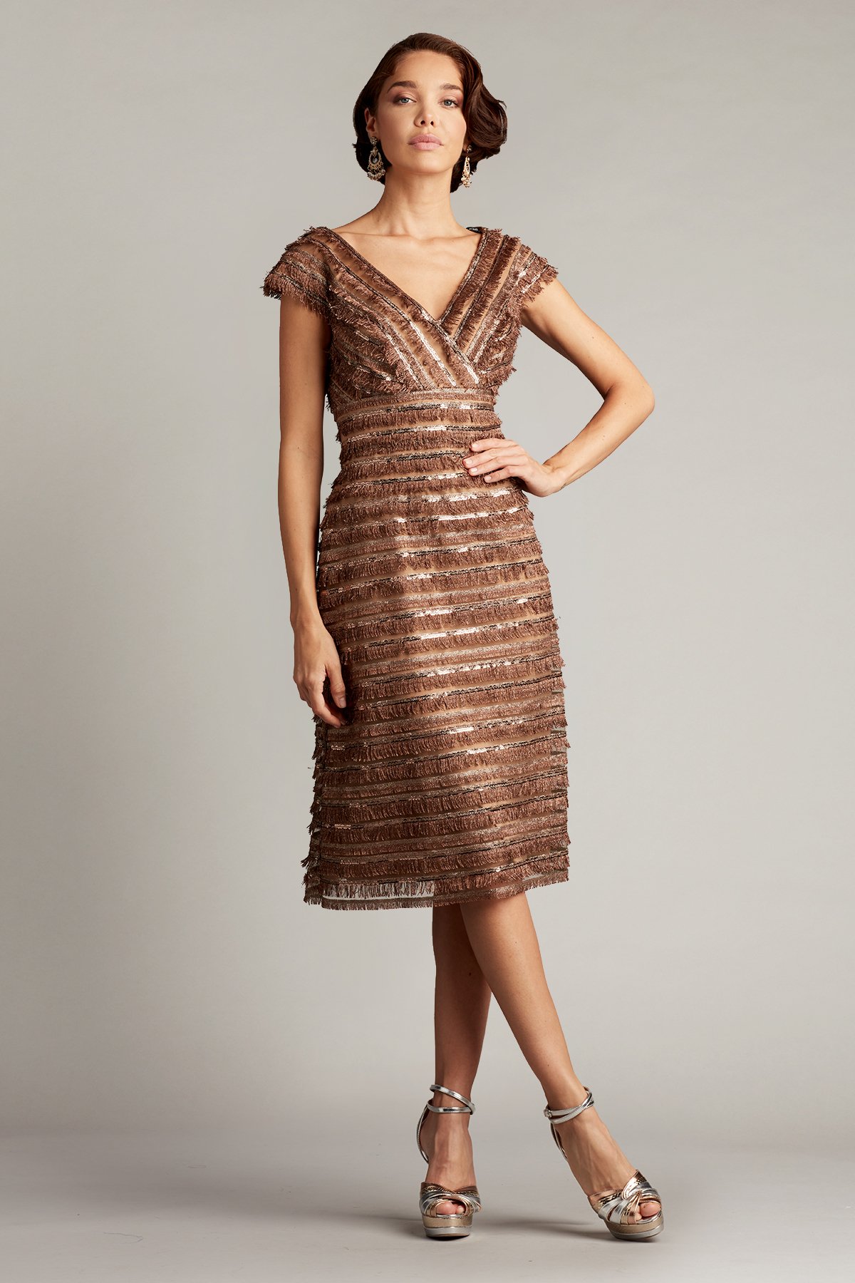 Tadashi shoji shop fringe dress