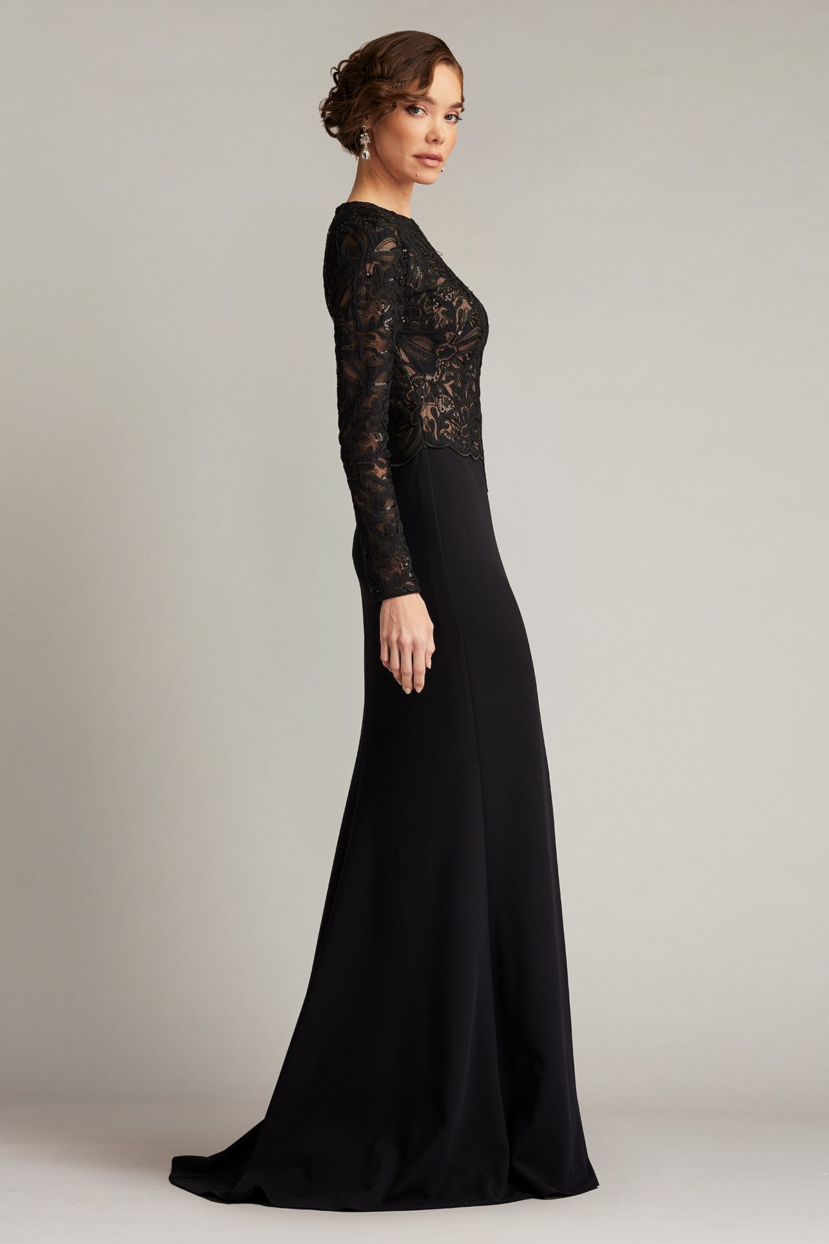 Shika Embroidered Crepe Gown | Tadashi Shoji