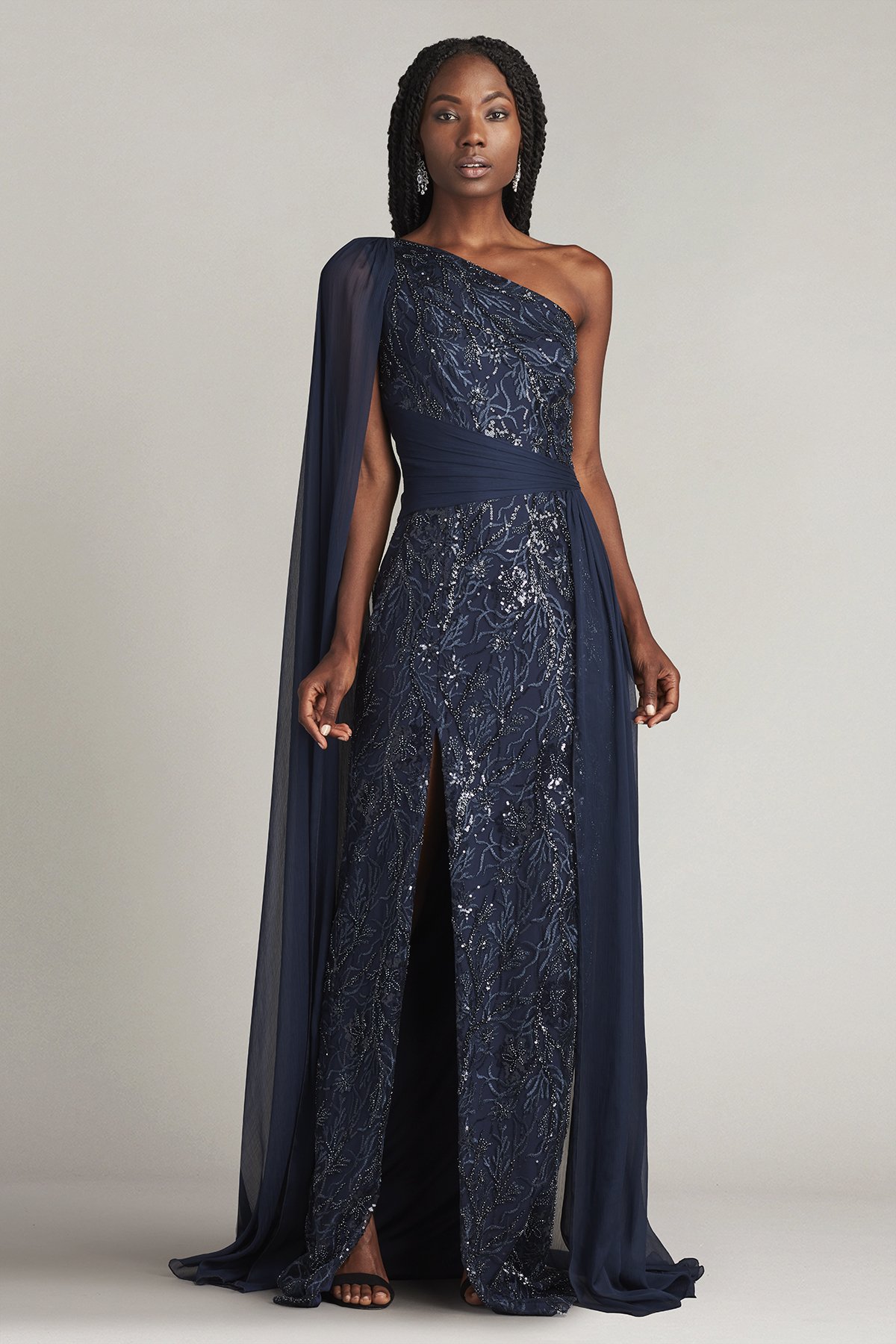 Cape sleeve long dress sale