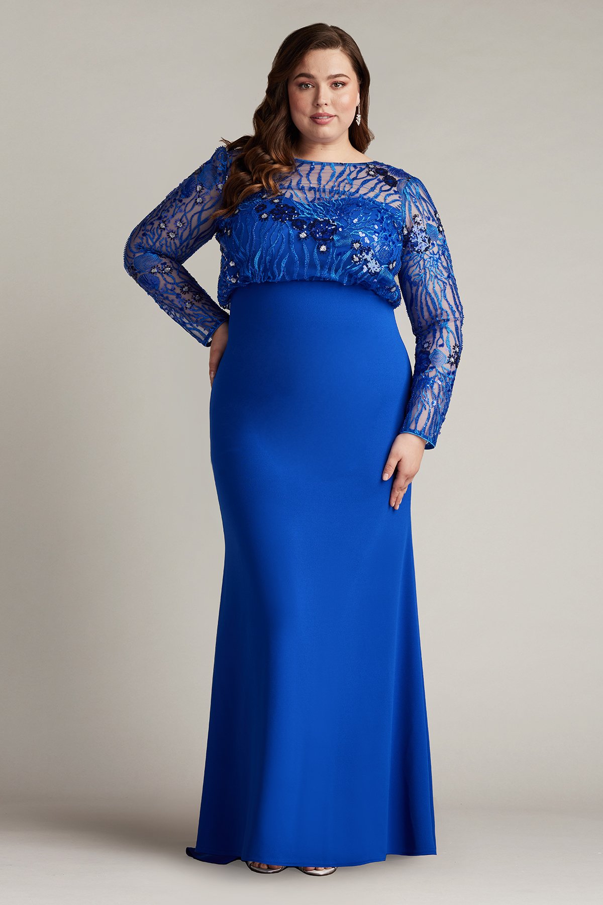 Garnet Sequin Embroidered Blouson Gown PLUS SIZE Tadashi Shoji