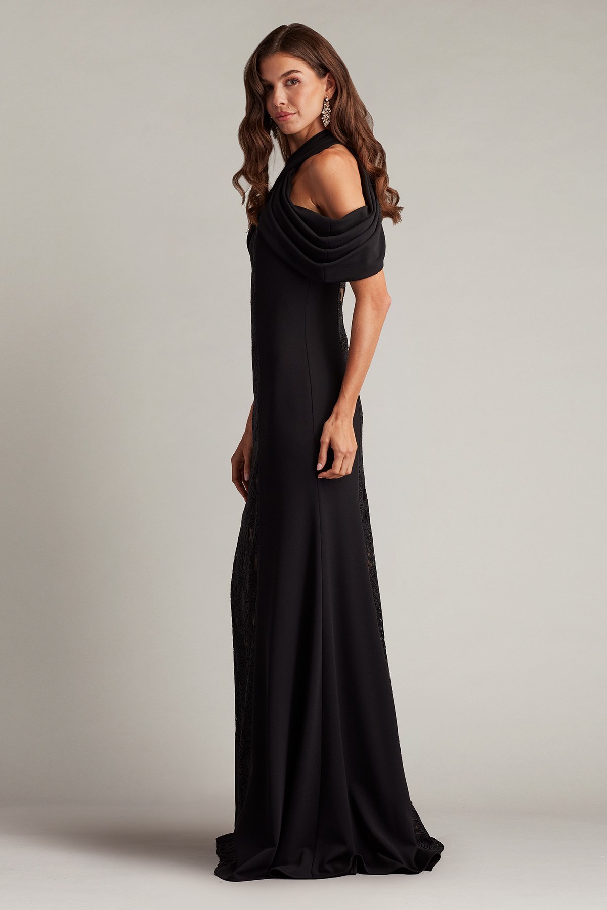 Kato Embroidered Off-Shoulder Halter Gown | Tadashi Shoji