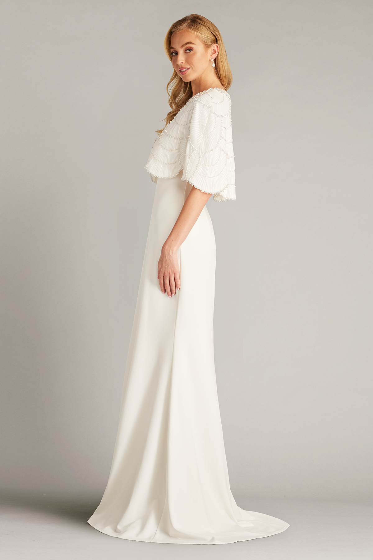 sazae　0804 Reba Embellished Cape Overlay Bridal Gown | SHO