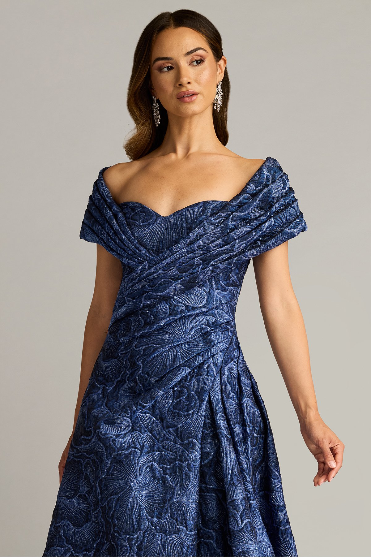 Durant Floral Jacquard Gown | Tadashi Shoji