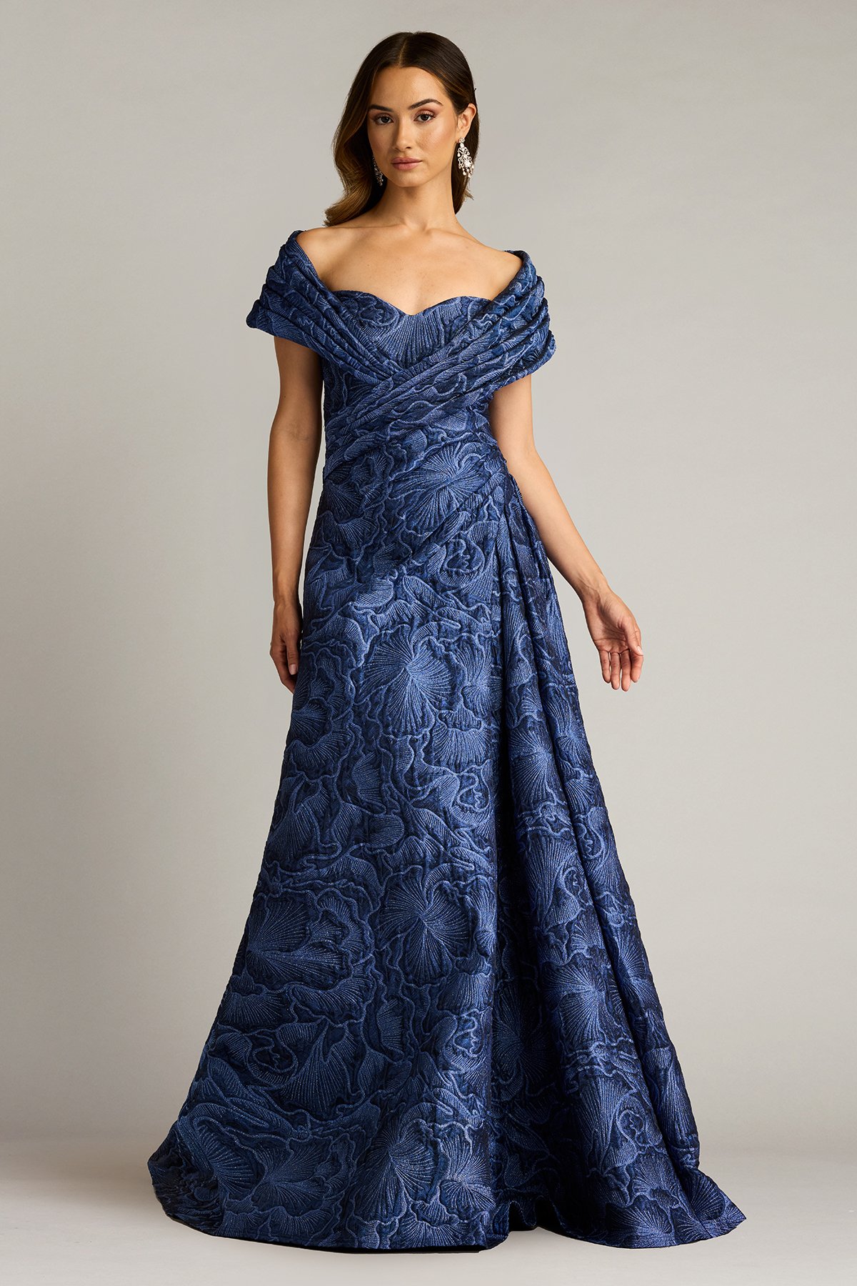 Durant Floral Jacquard Gown | Tadashi Shoji