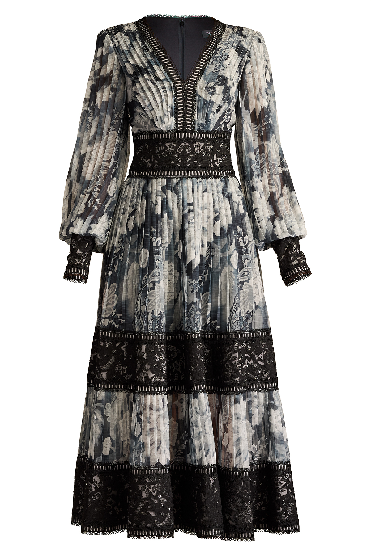 Derby Pleated Chiffon Midi Dress | Tadashi Shoji