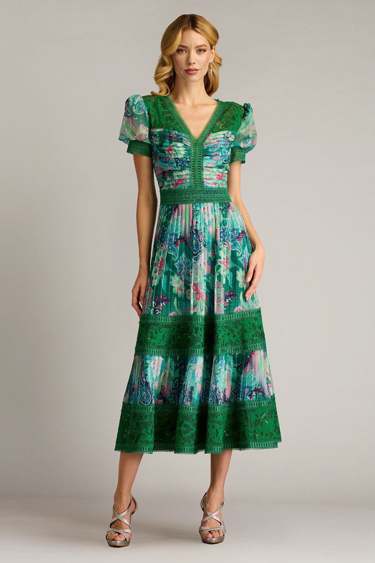 【TADASHI SHOJI】AMBRIA フローラル ミディドレス Ambria Floral Print Midi Dress | Tadashi Shoji