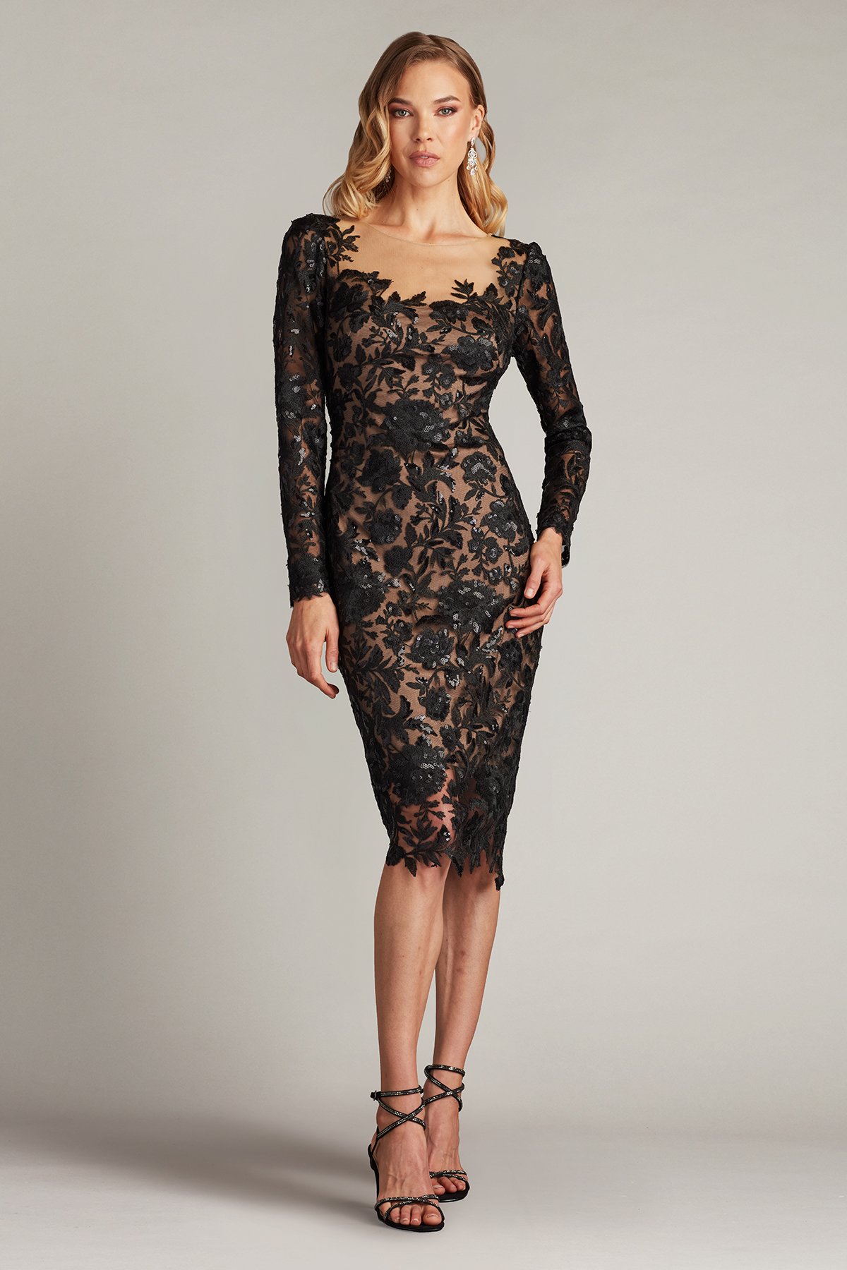即発!Tadashi Shoji dress Senoia Sequin Embroidered Illusion Dress | Tadashi Shoji