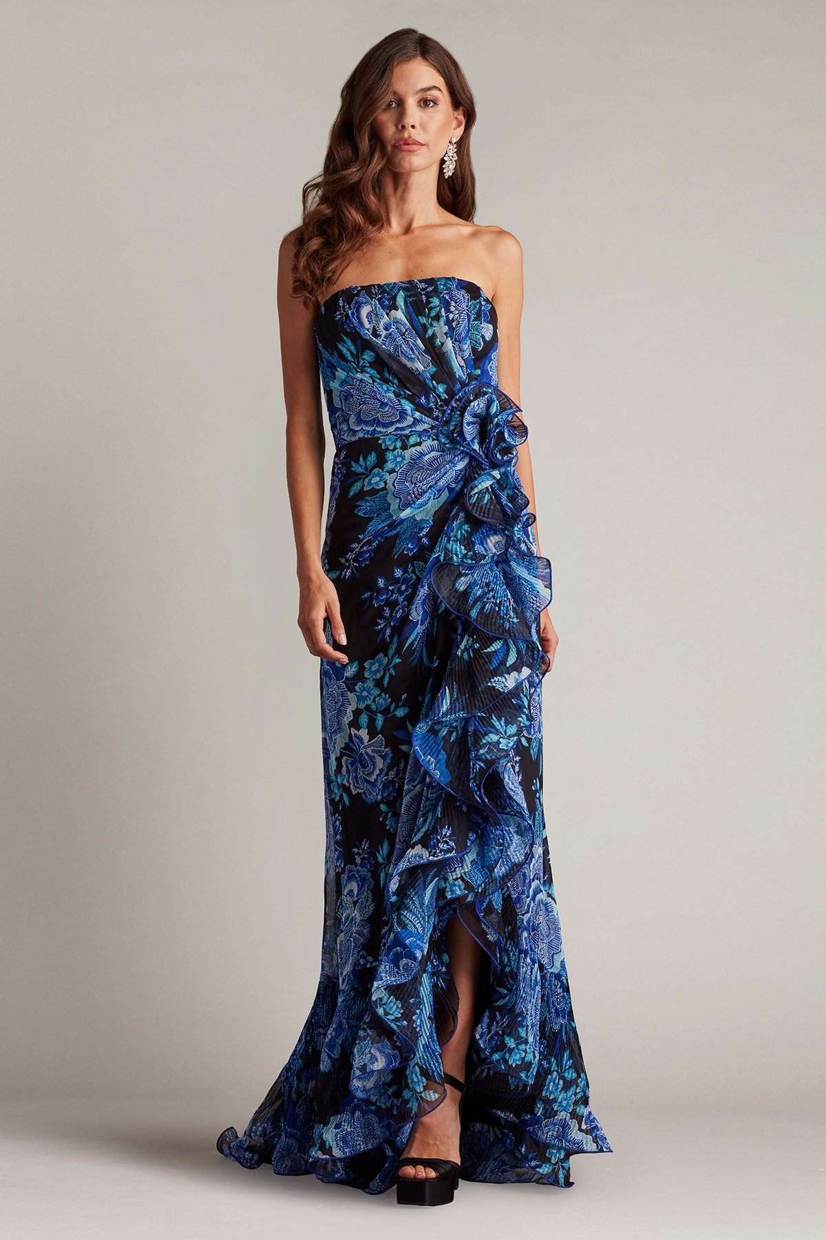 Morwenna Floral Print Ruffle Gown | Tadashi Shoji