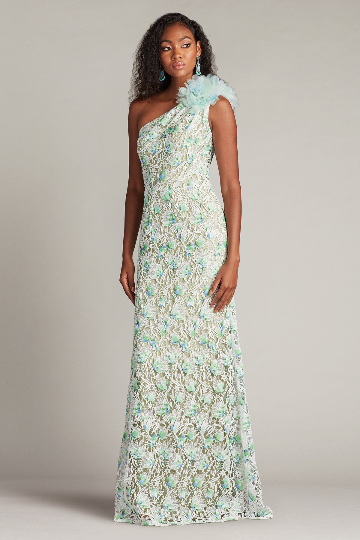 Kahli 3D Floral Embroidered Gown | Tadashi Shoji