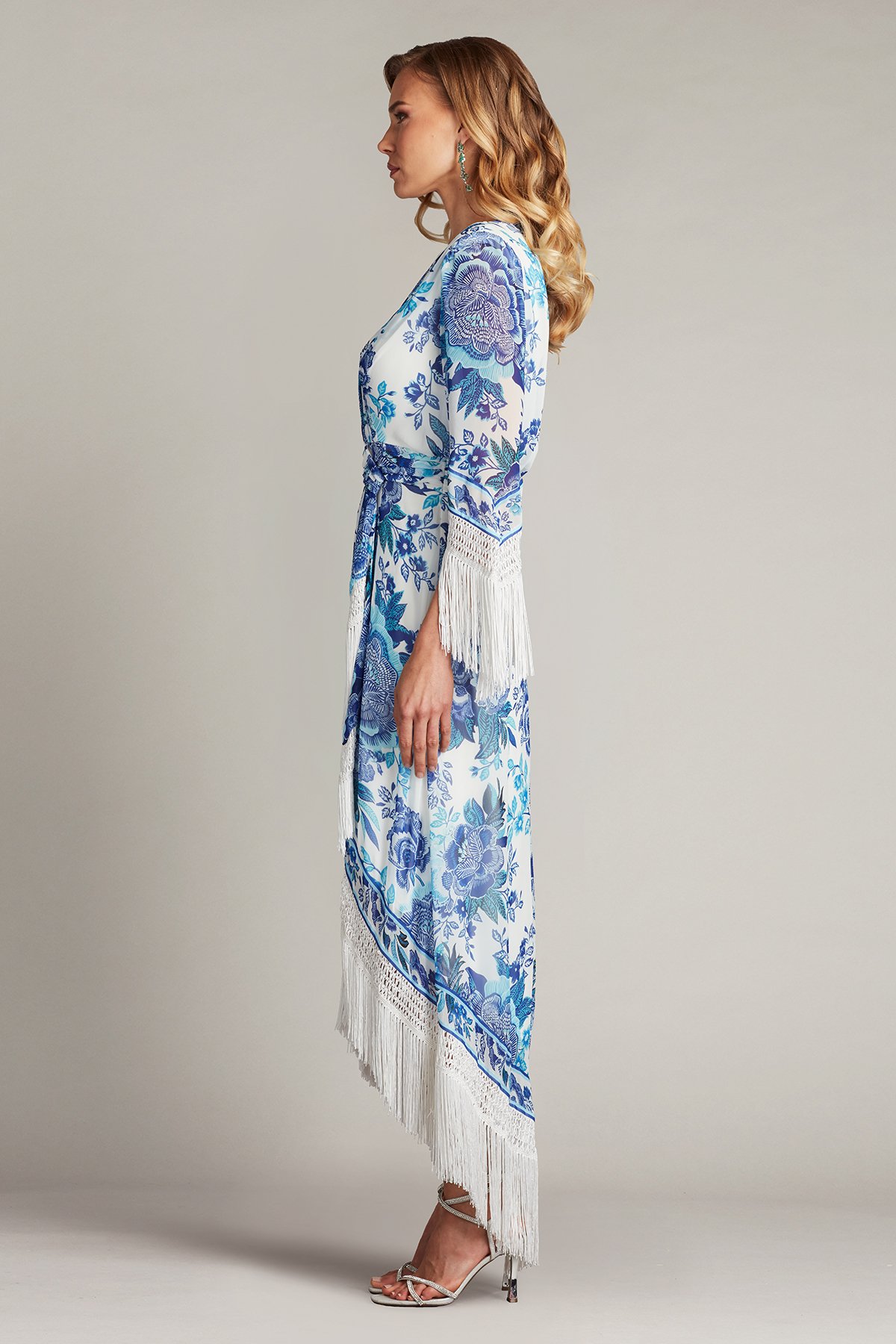 Mair Floral Print Tassel Fringe Wrap Dress | Tadashi Shoji