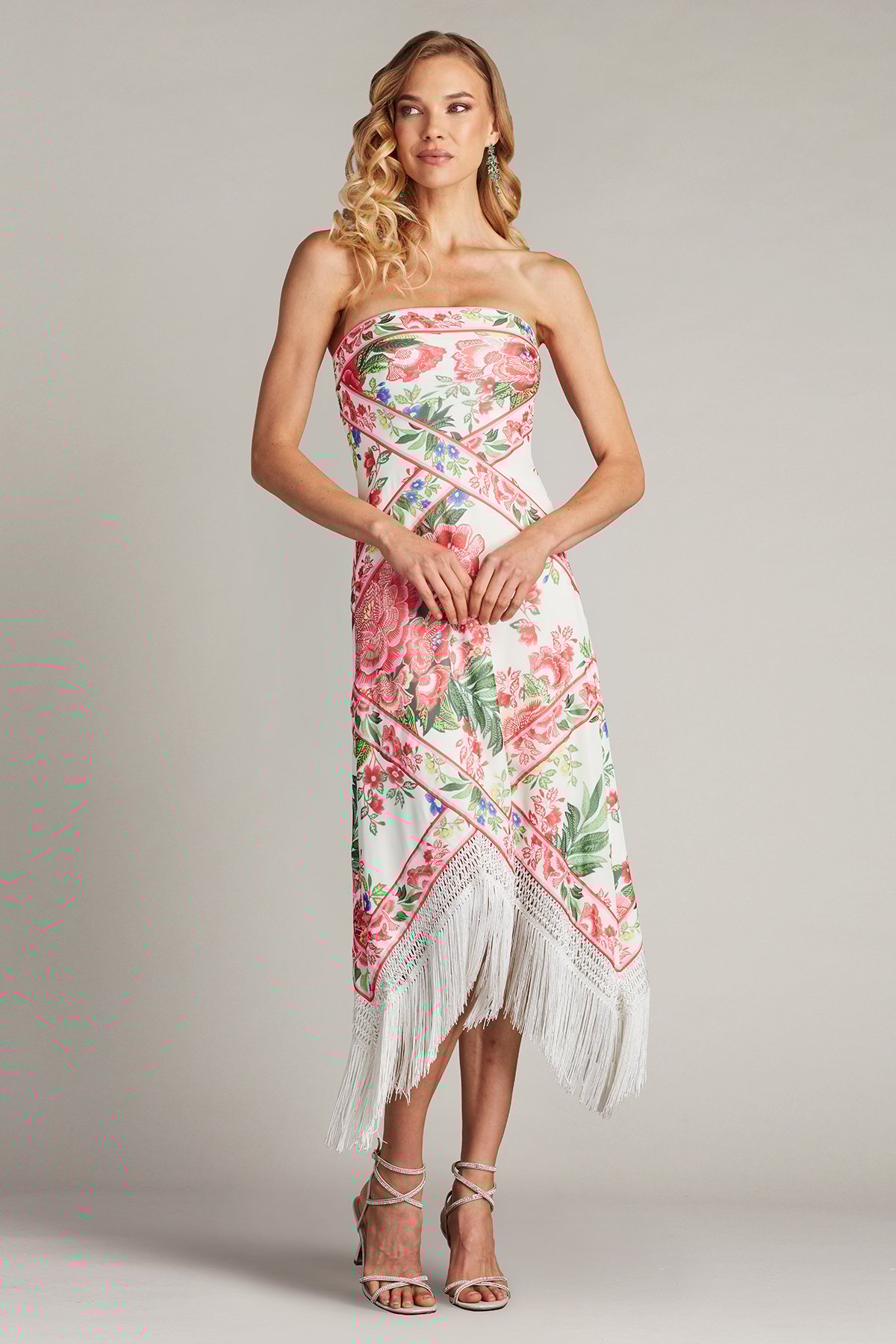 Brette-Floral-Print-Tassel-Fringe-Midi-Dress | Tadashi Shoji