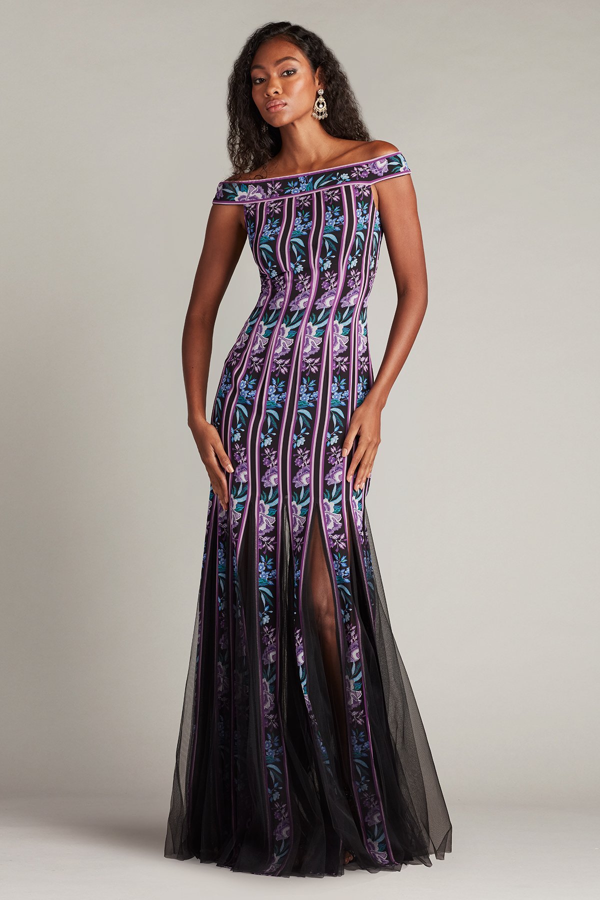 ★新作♪★TADASHI SHOJI リボンフラワー装飾ガウン★ Weston Floral Ribbon & Tulle Gown | Tadashi Shoji