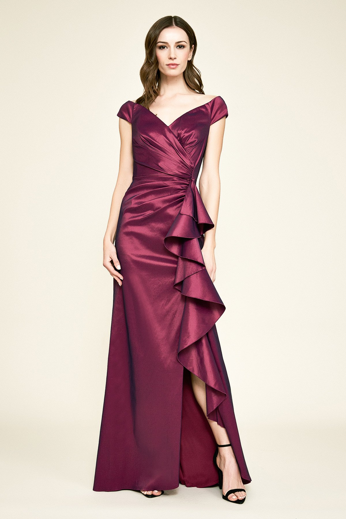 Valery Off-The-Shoulder Taffeta Gown ...