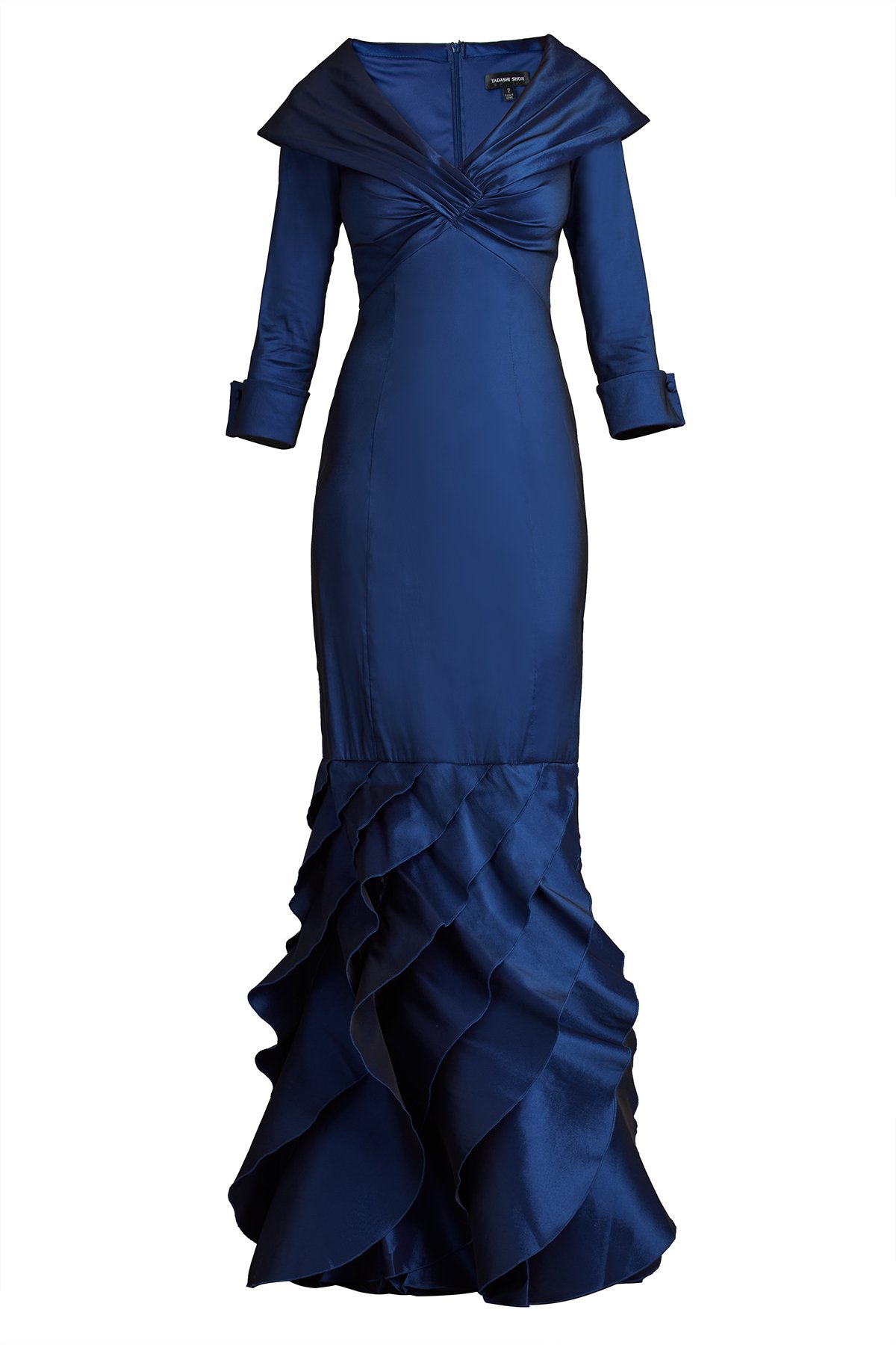 TADASHI.SHOJI♦オフショルダーベルベット長袖 size6 Blythe Portrait Collar Gown | Tadashi Shoji