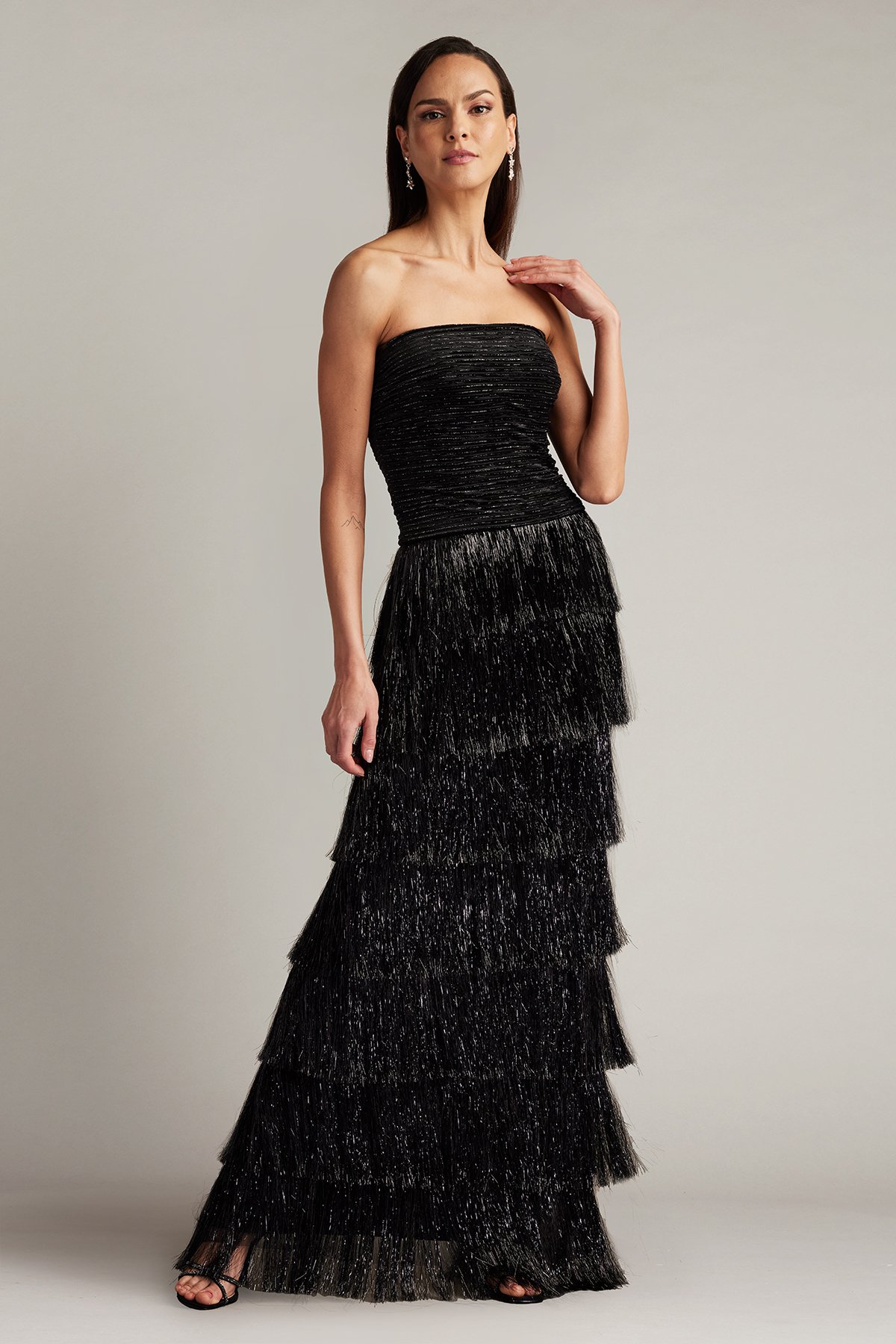 ドレスTADASHISHOJI Shania Sequin Velvet Fringe Gown | Tadashi Shoji
