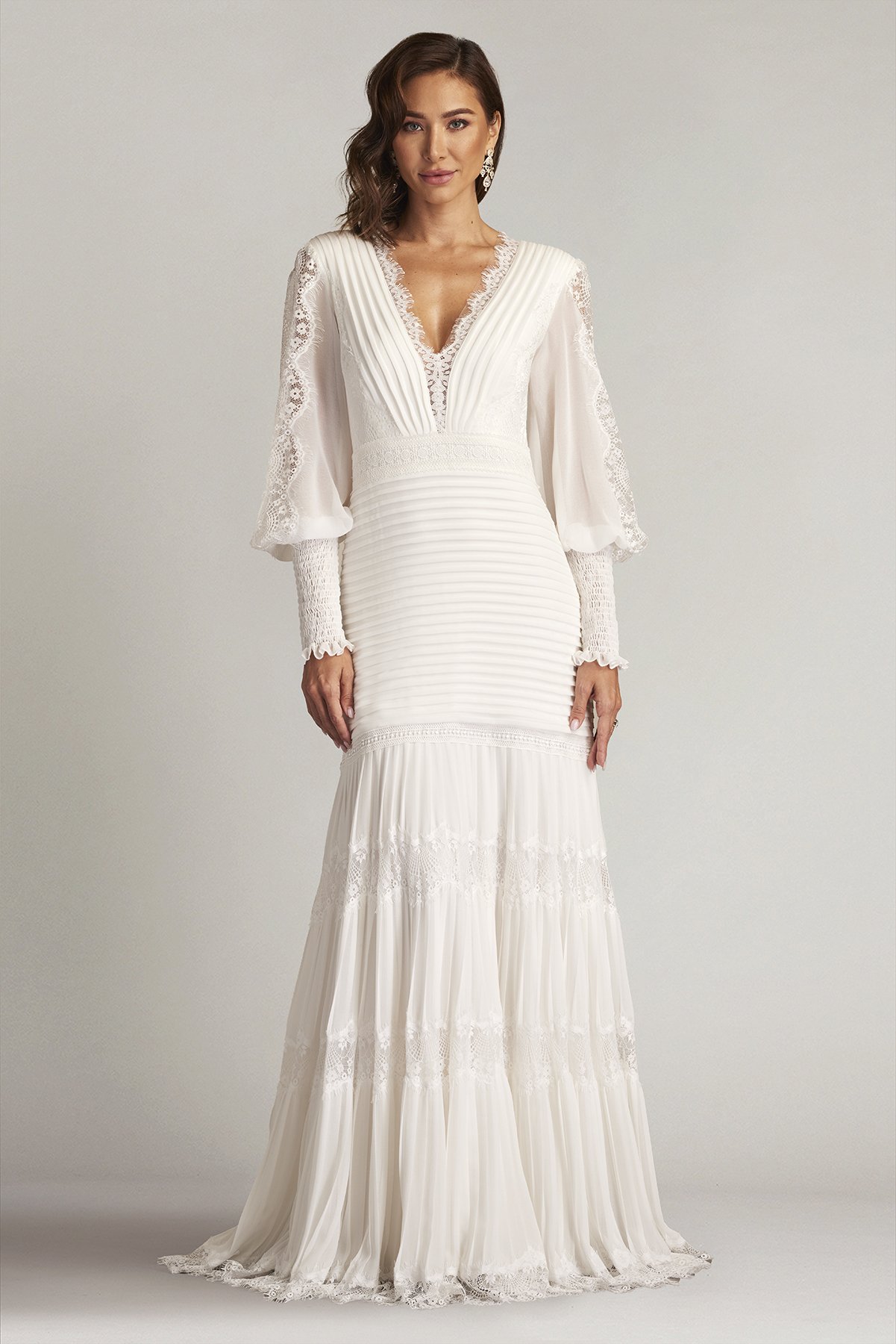 Nyssa Bishop Sleeve Gown IVORY | Tadashi Shoji