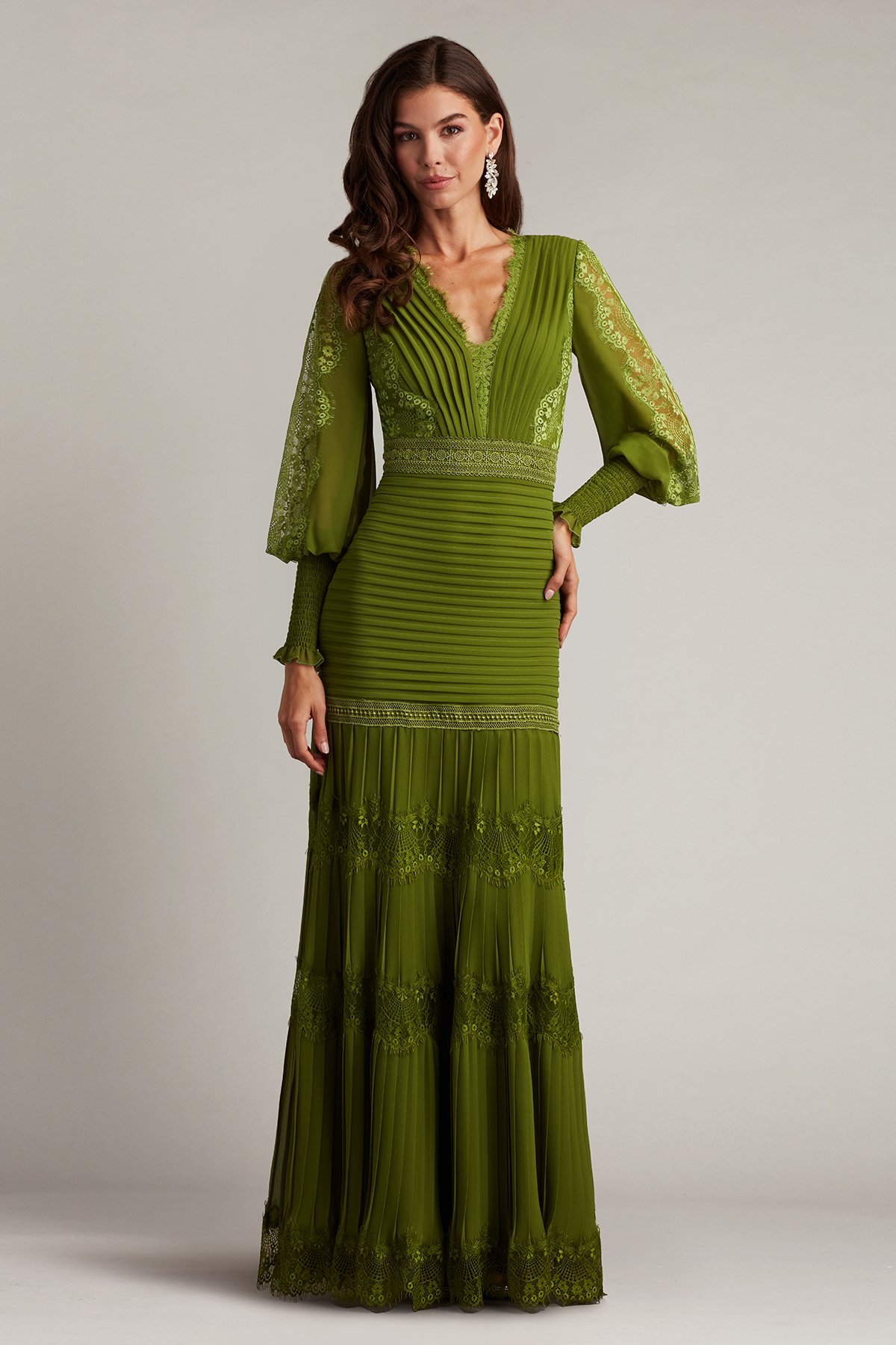 Nyssa Bishop Sleeve Gown IVY | Tadashi Shoji