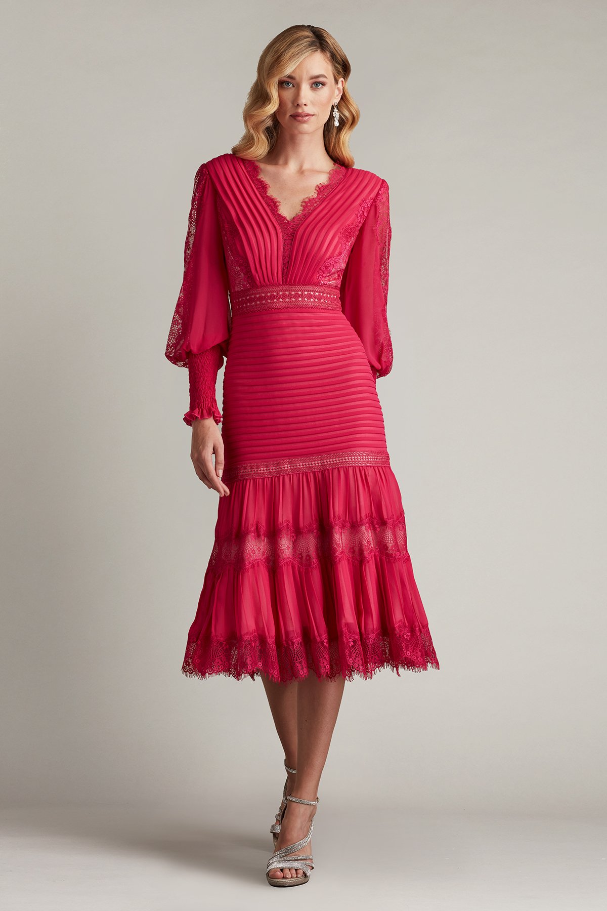 Nyssa Bishop Sleeve Dress FLAMI | Tadashi Shoji