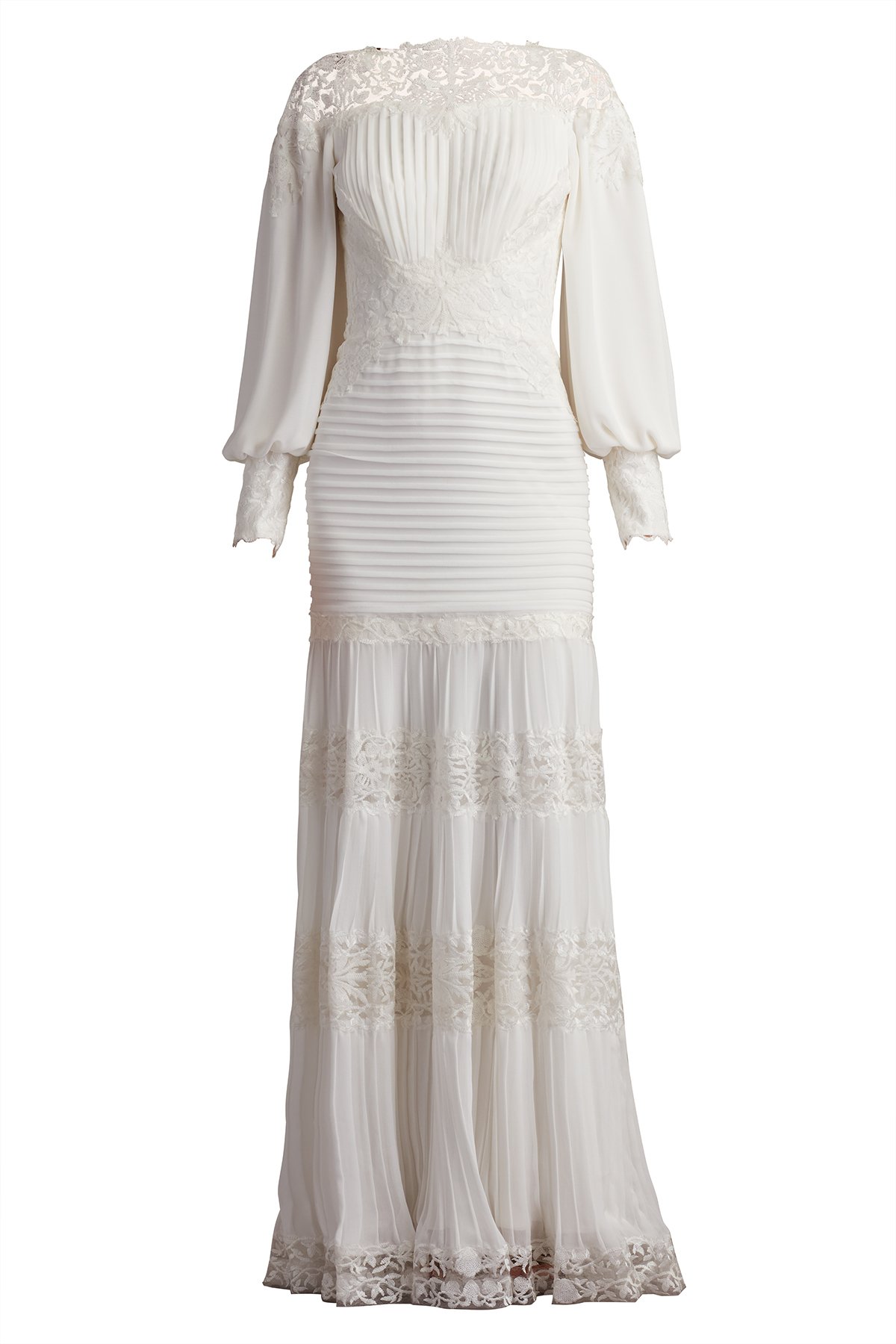 TADASHISHOJI size2 スパンコールドレス ホワイト Silverado Blouson Sleeve Gown | Tadashi Shoji Bridal