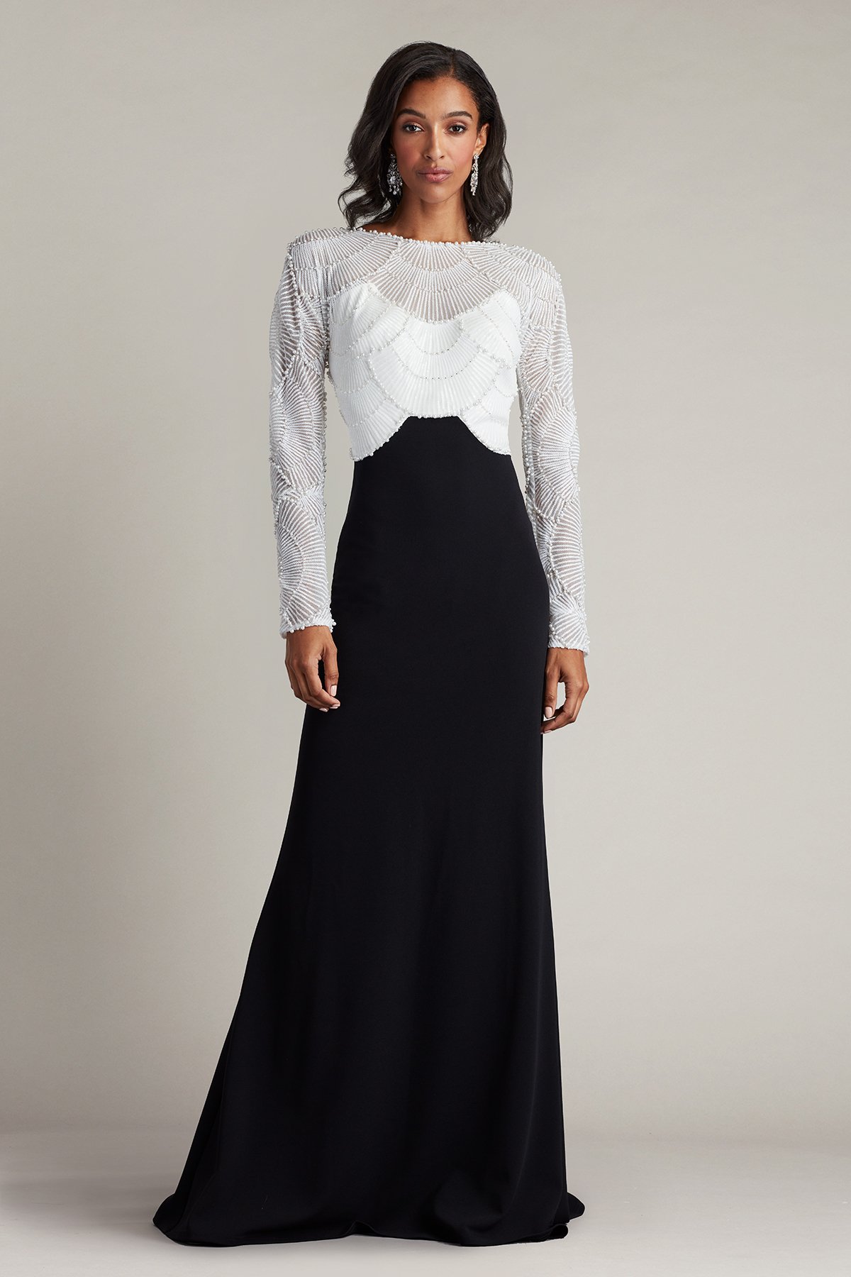 Destiny Long Sleeve Embellished Gown IV BK Tadashi Shoji
