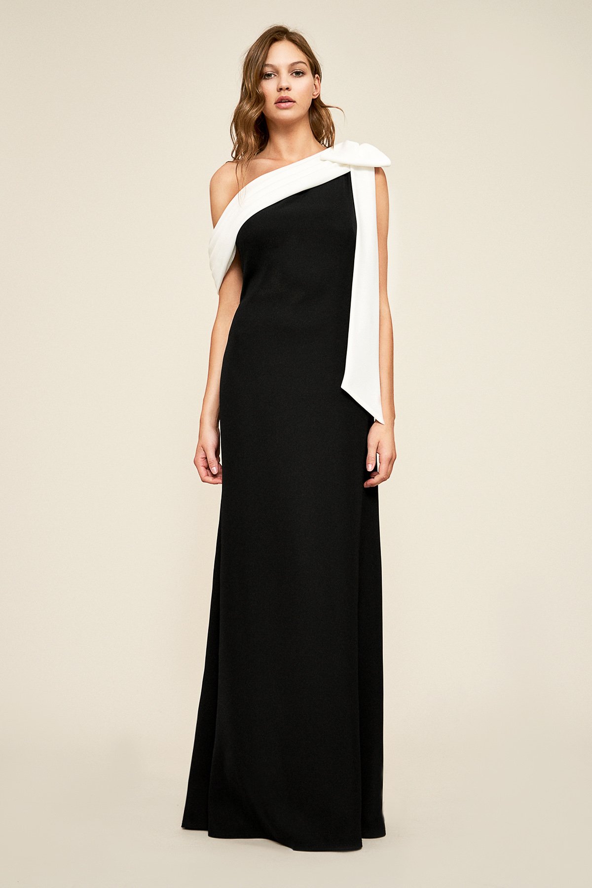 Tadashi Shoji - Cassia Bow-Shoulder Crepe Gown - PETITE