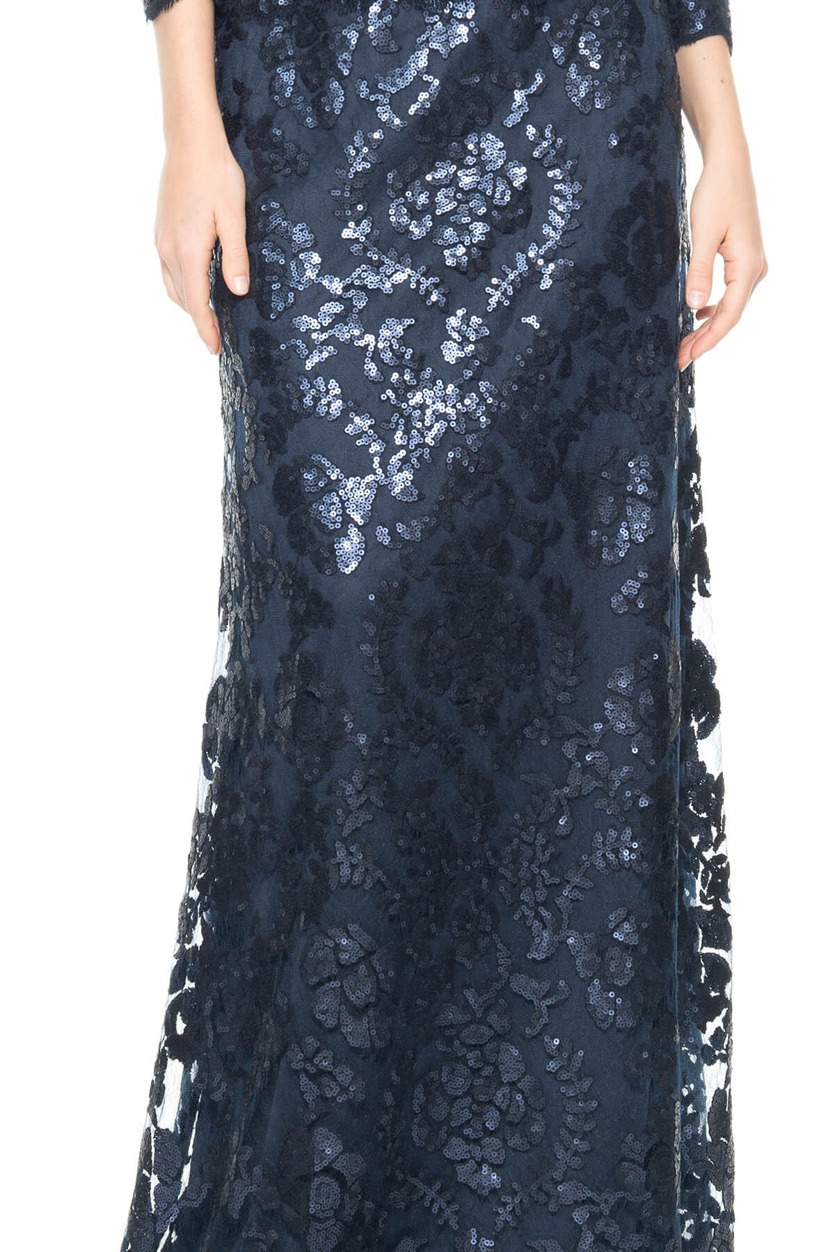 Tadashi Shoji - Paillette Embroidered Lace 3/4 Sleeve Gown - Detail