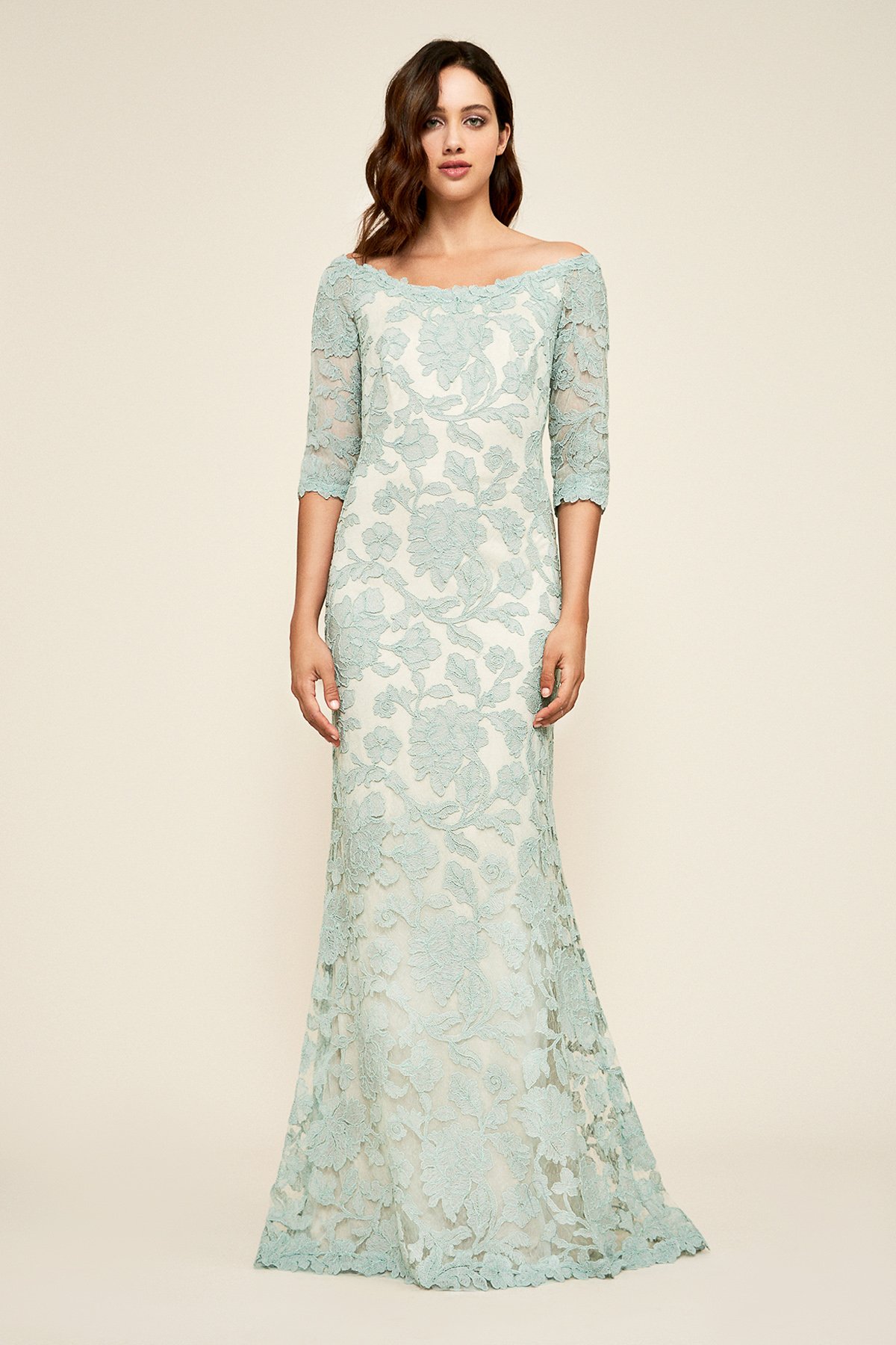 Tadashi shoji green lace dress online