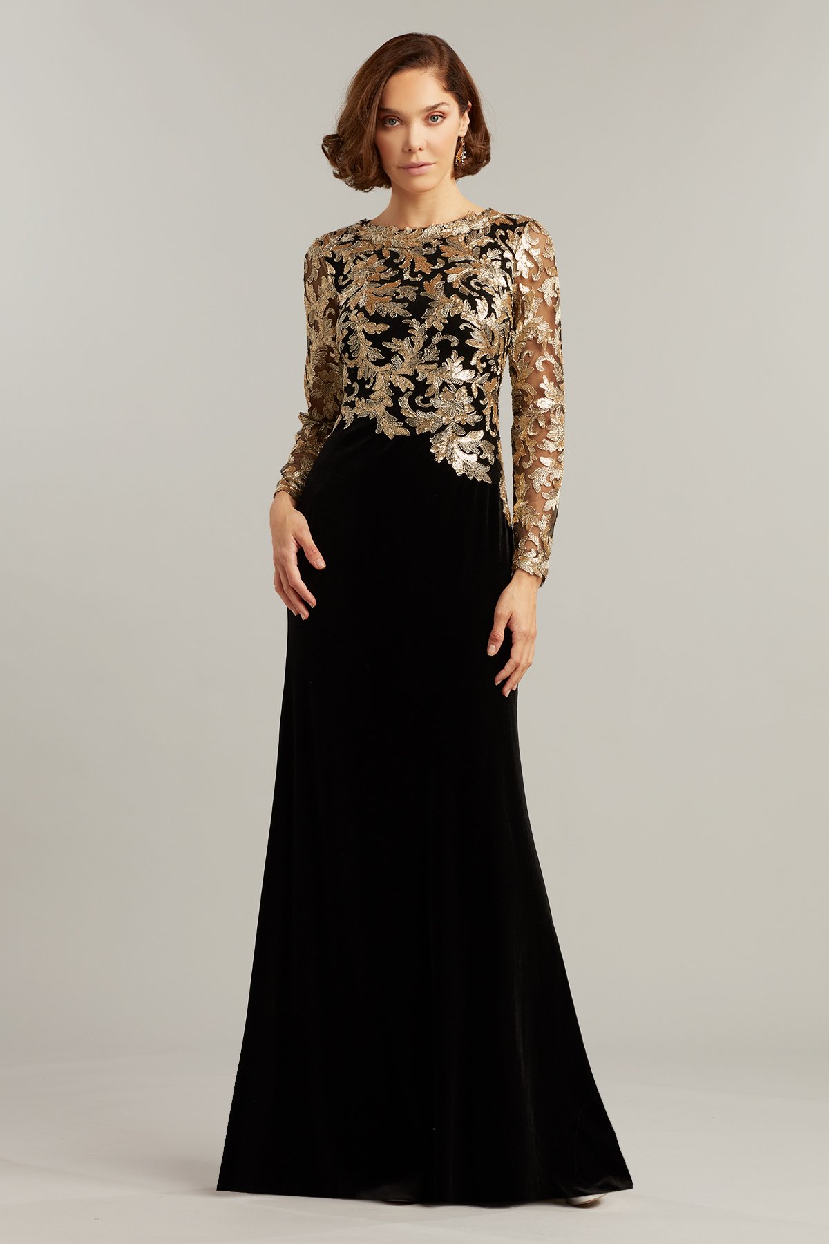 Tadashi shoji black velvet gown new arrivals