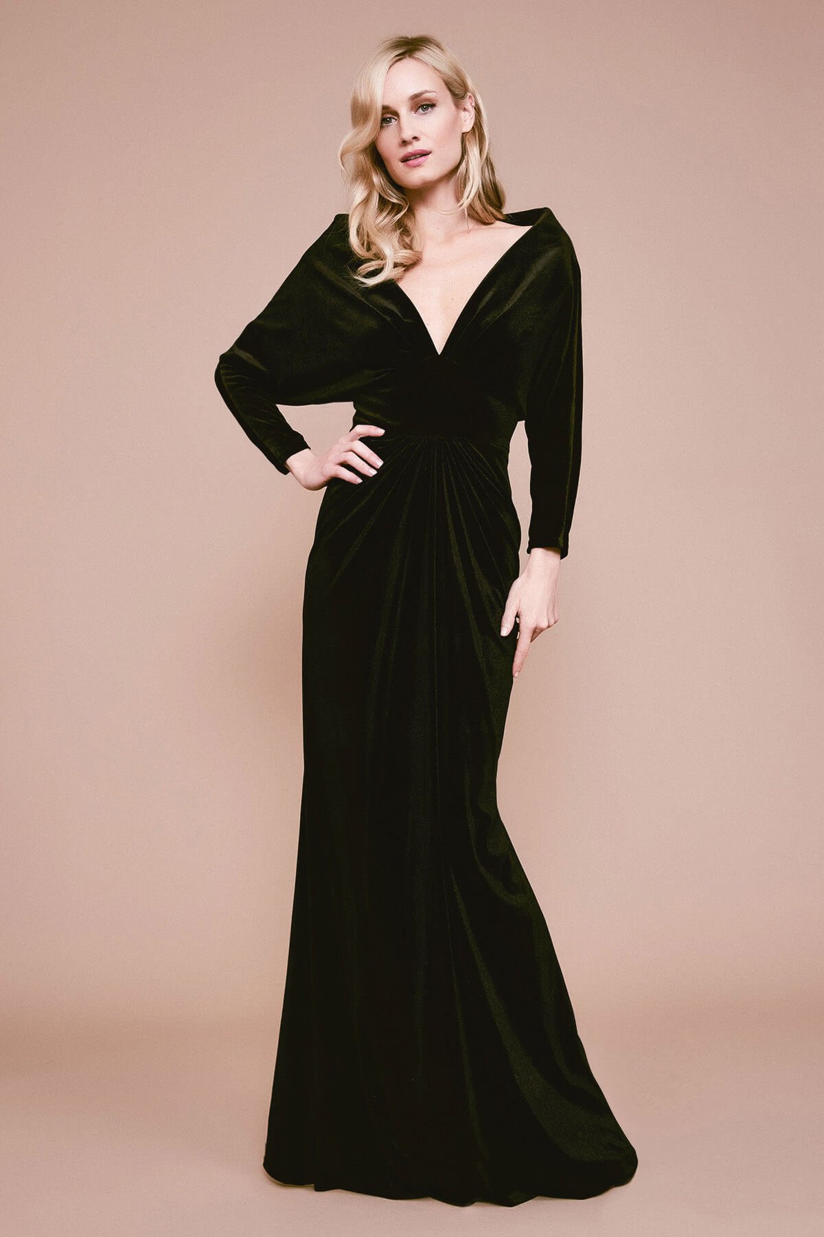 Black velvet v neck dress top