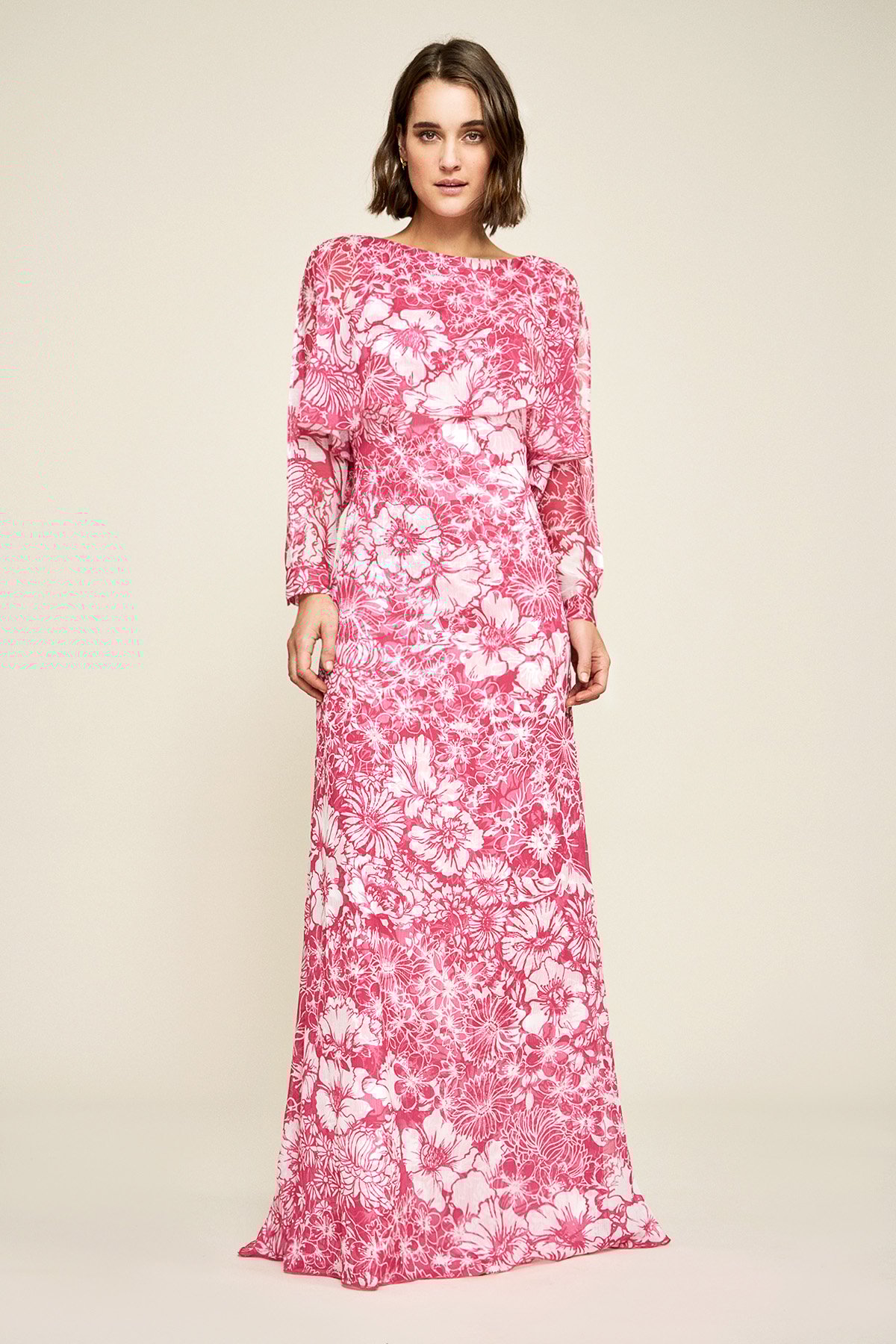 Long sleeve cheap floral gown