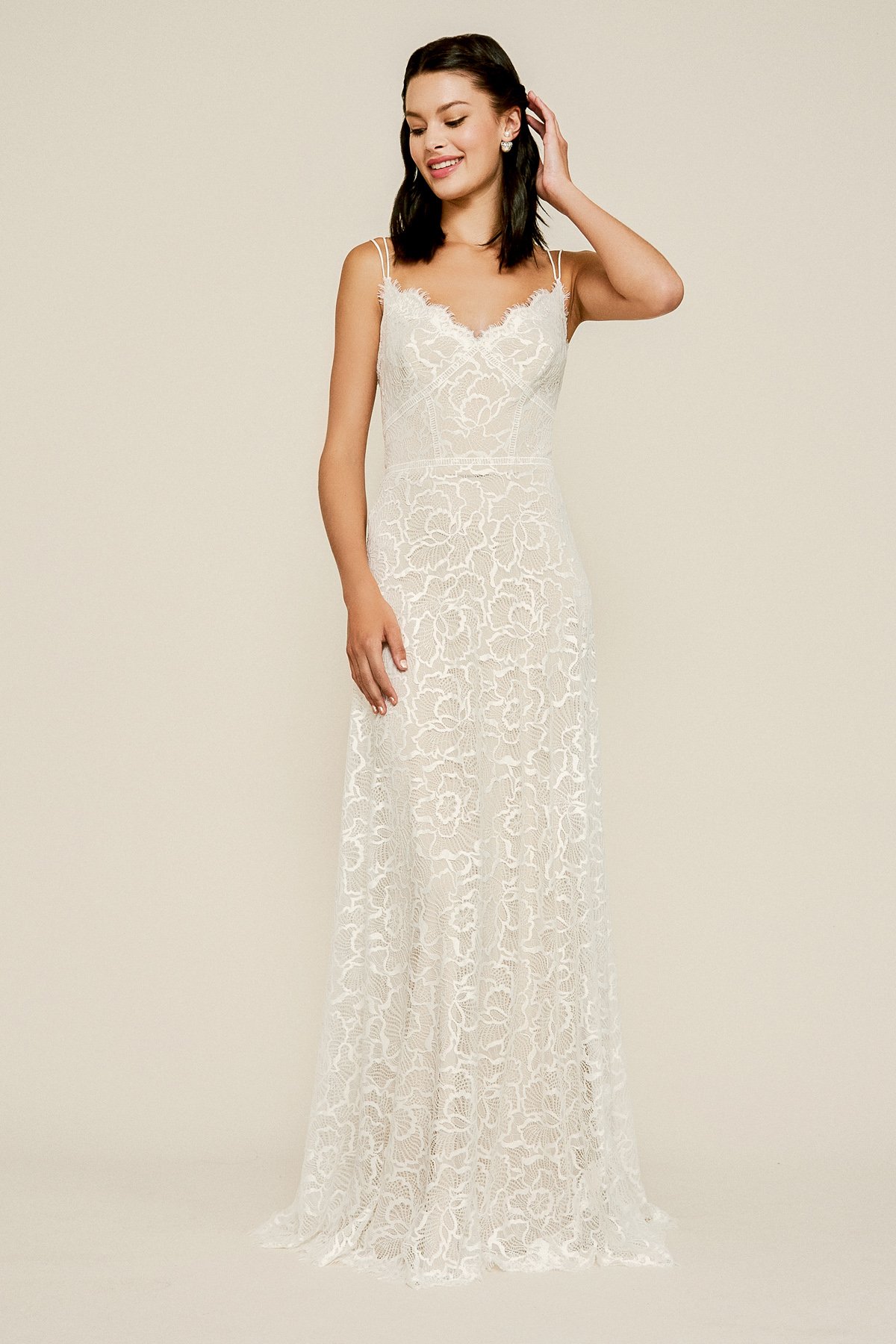 Roxas Strap Lace Gown Tadashi Shoji Bridal